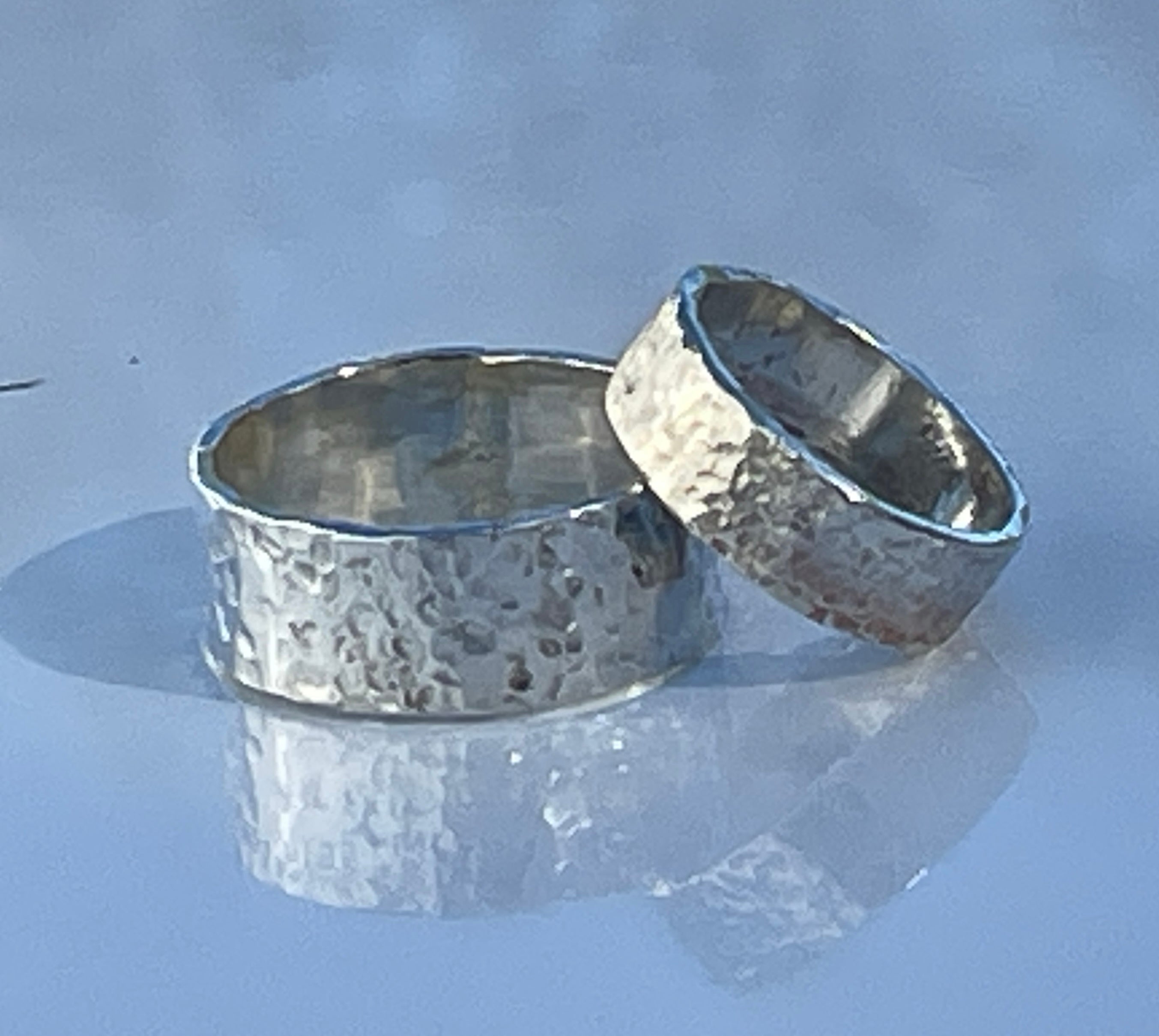 Simple Beaten Stirling Silver Ring