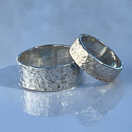 Simple Beaten Stirling Silver Ring