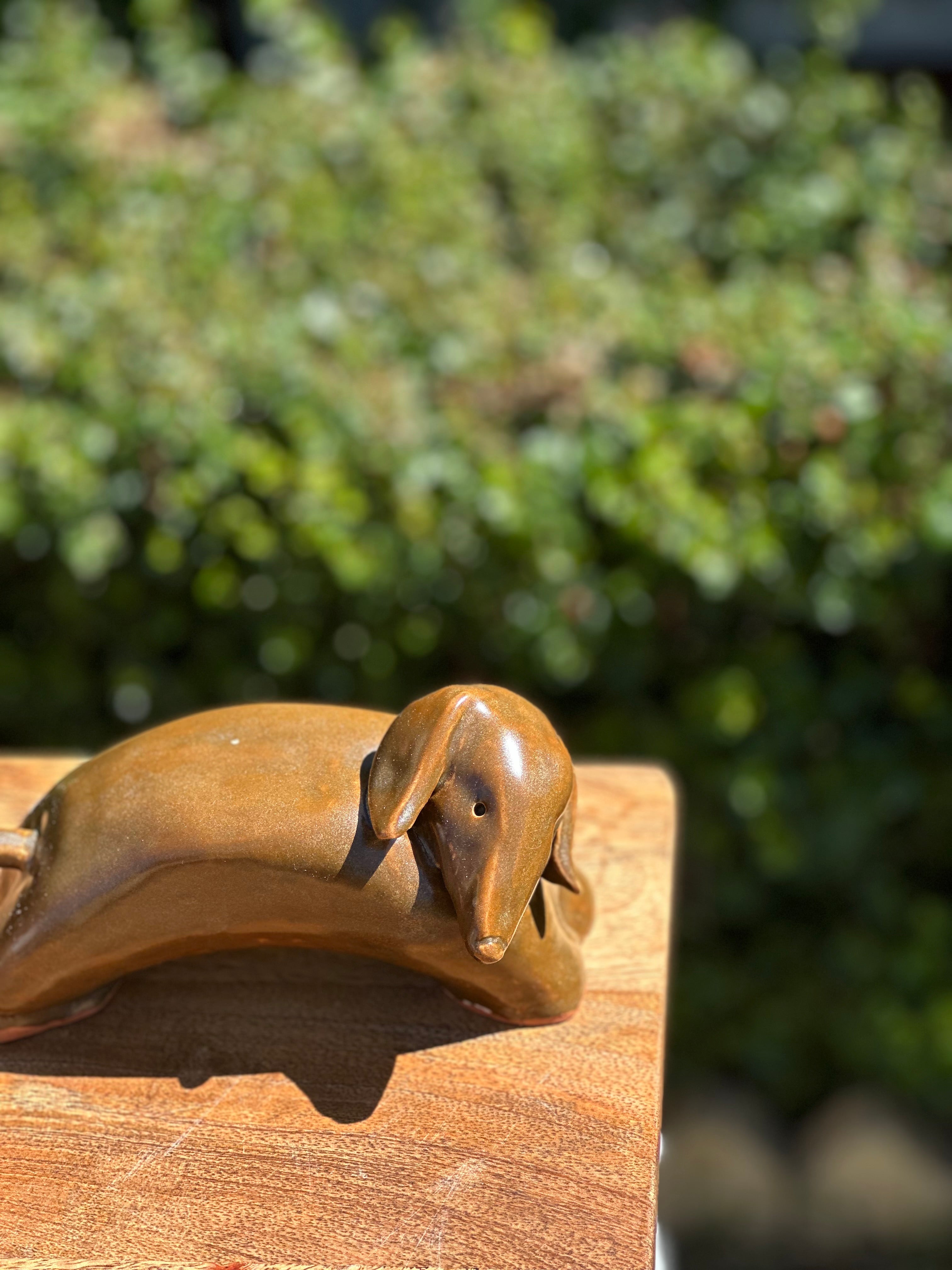 Gumnut Dachshund – Handbuilt Ceramic Sculpture