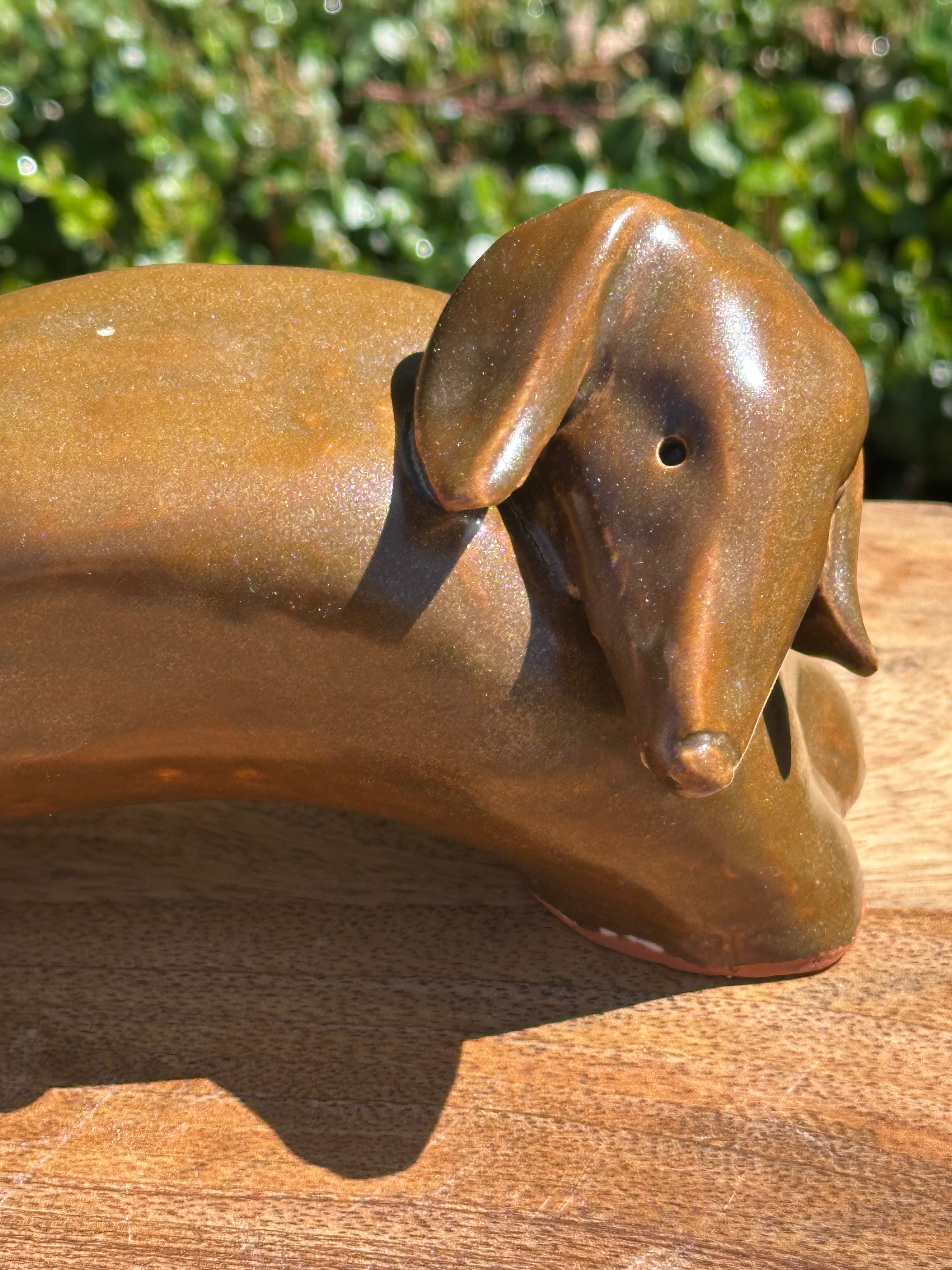 Gumnut Dachshund – Handbuilt Ceramic Sculpture