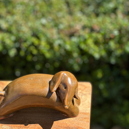 Gumnut Dachshund – Handbuilt Ceramic Sculpture