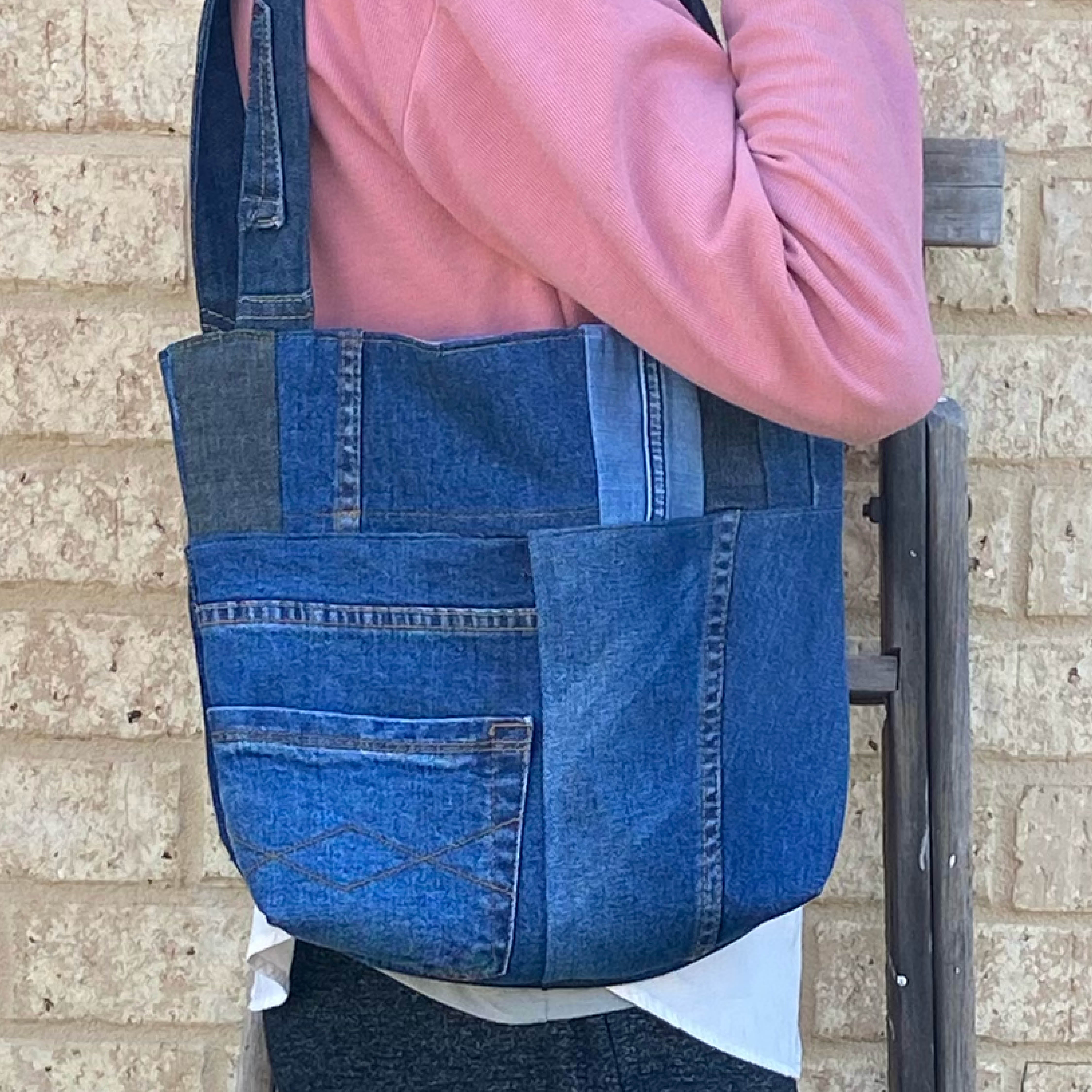 Sunray Denim Handmade Tote Bag Upcycled Vintage Fabrics & Denim