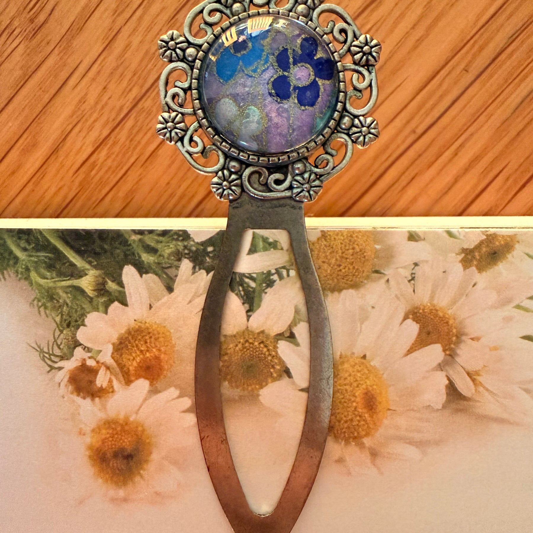Antique Silver Vintage WASHI Cabochon Bookmark