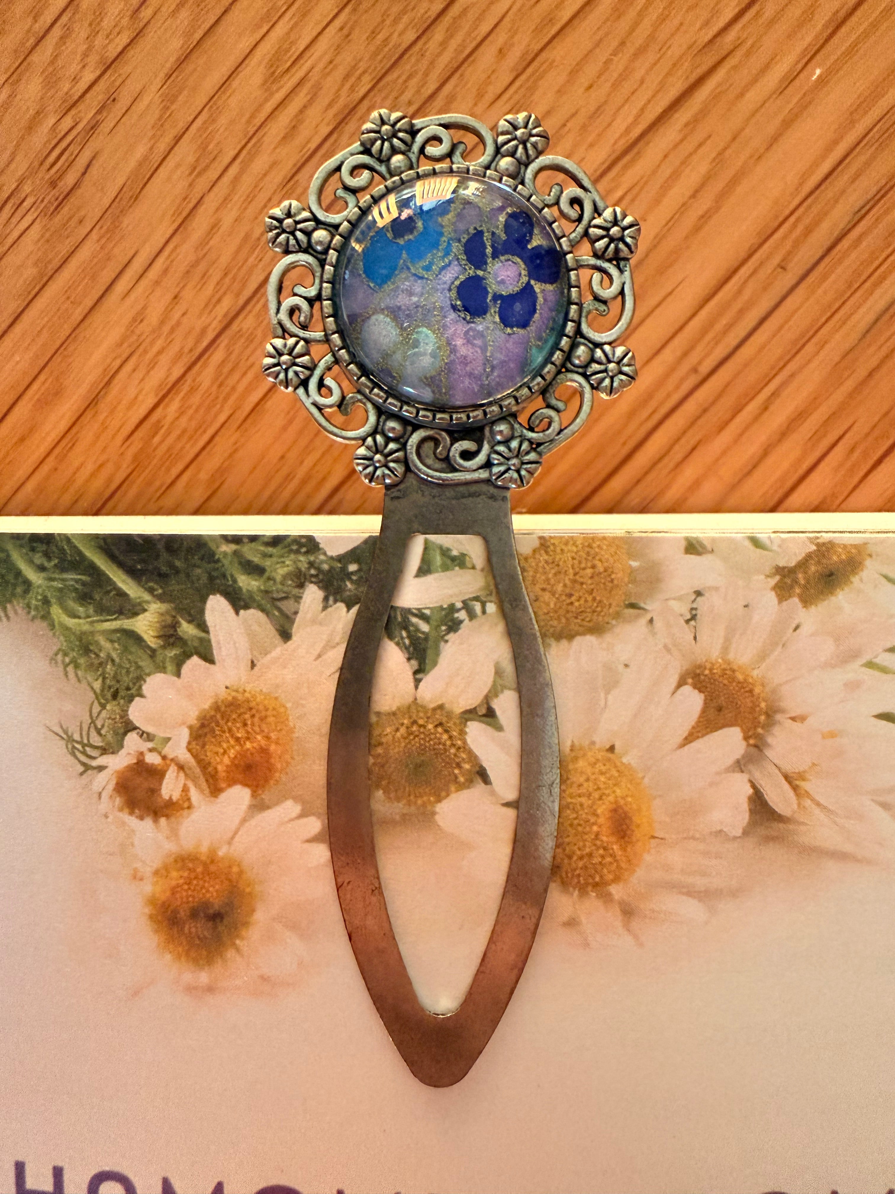 Antique Silver Vintage WASHI Cabochon Bookmark