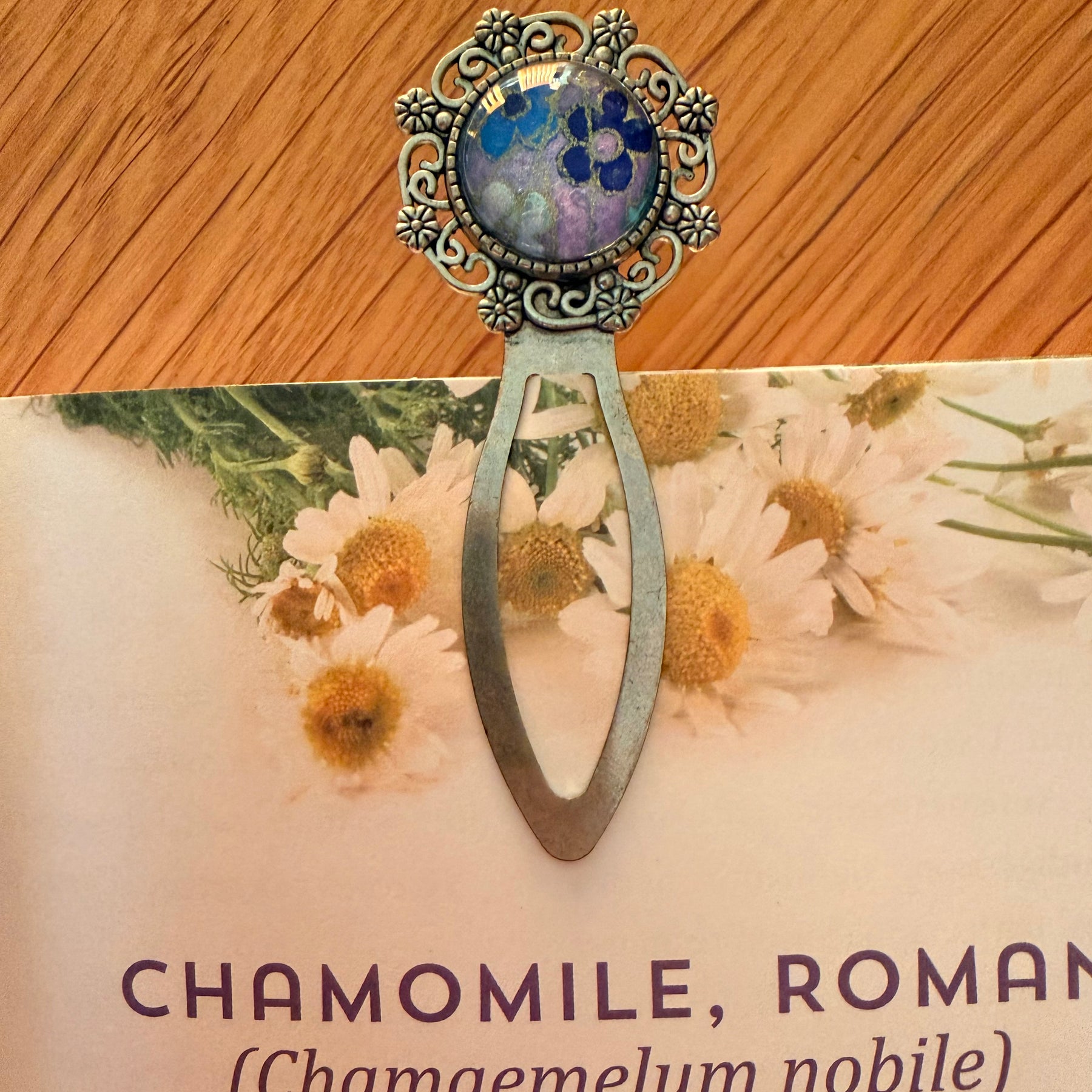 Antique Silver Vintage WASHI Cabochon Bookmark