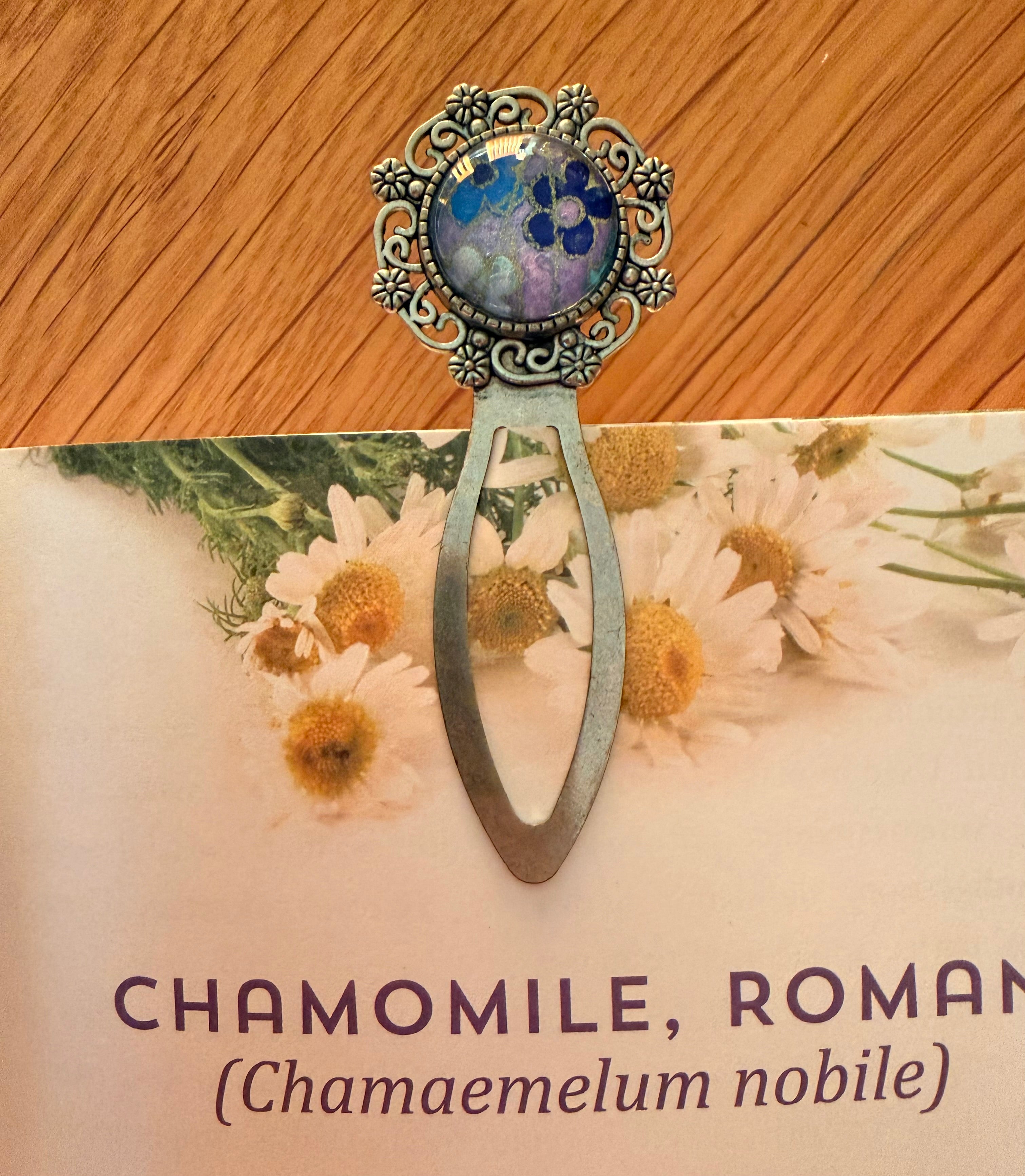 Antique Silver Vintage WASHI Cabochon Bookmark