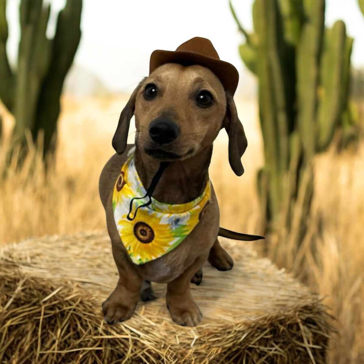Cowboy bandana and cowboy hat set costume for pet, dog, cat