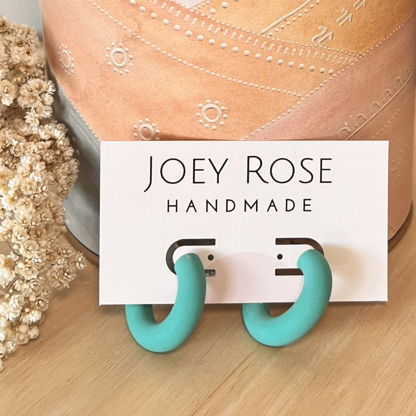 Small Polymer Clay Hoop Earrings - Various Colours