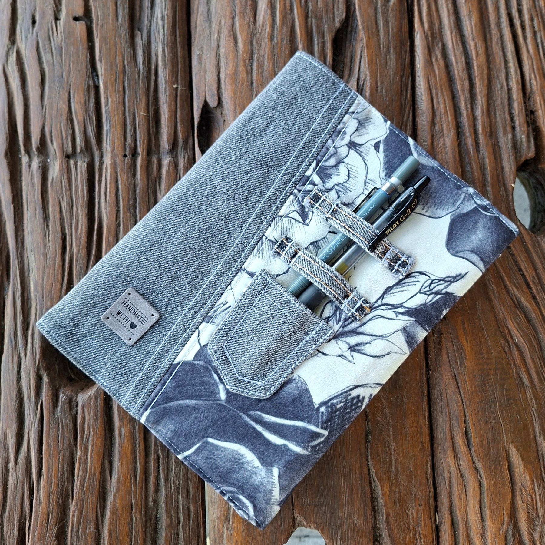 Recycled Rose & Faded Denim Journal Cover - A5