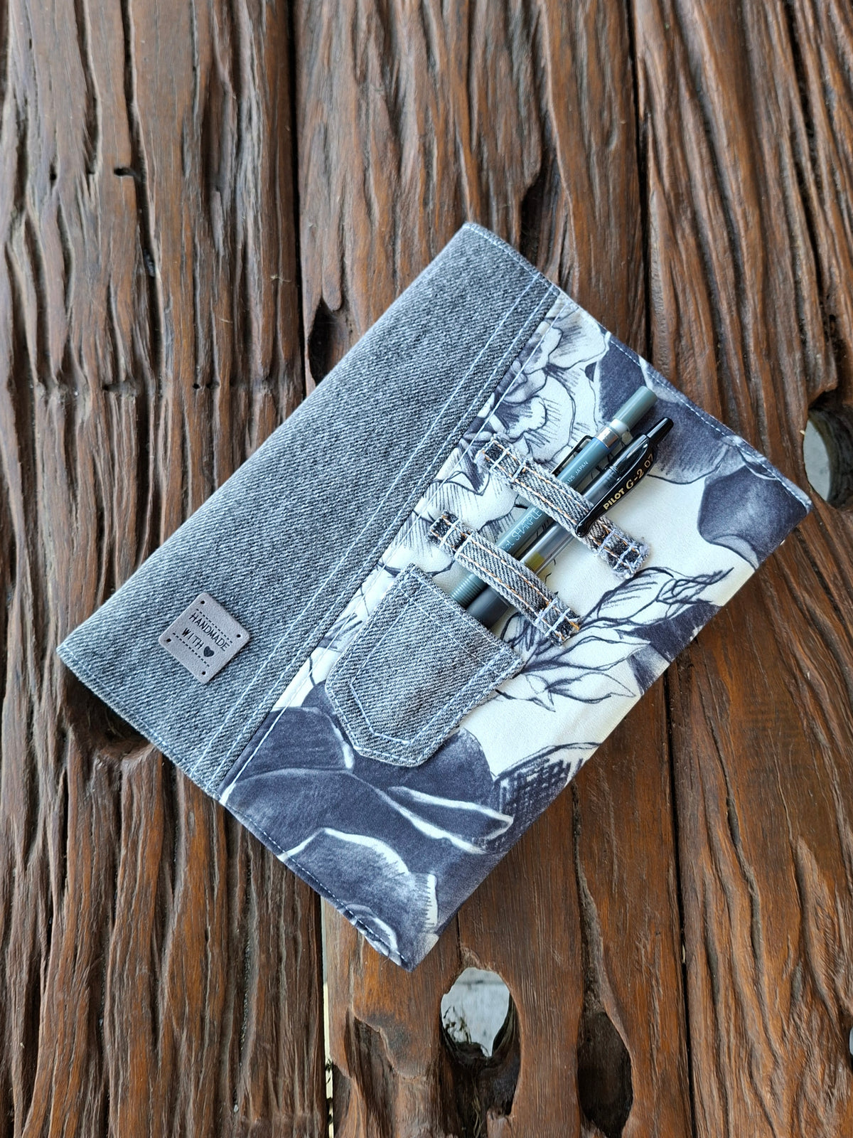Recycled Rose & Faded Denim Journal Cover - A5