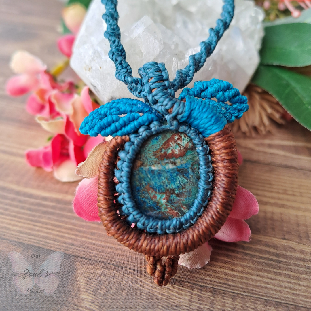 Shattuckite Micromacrame Necklace