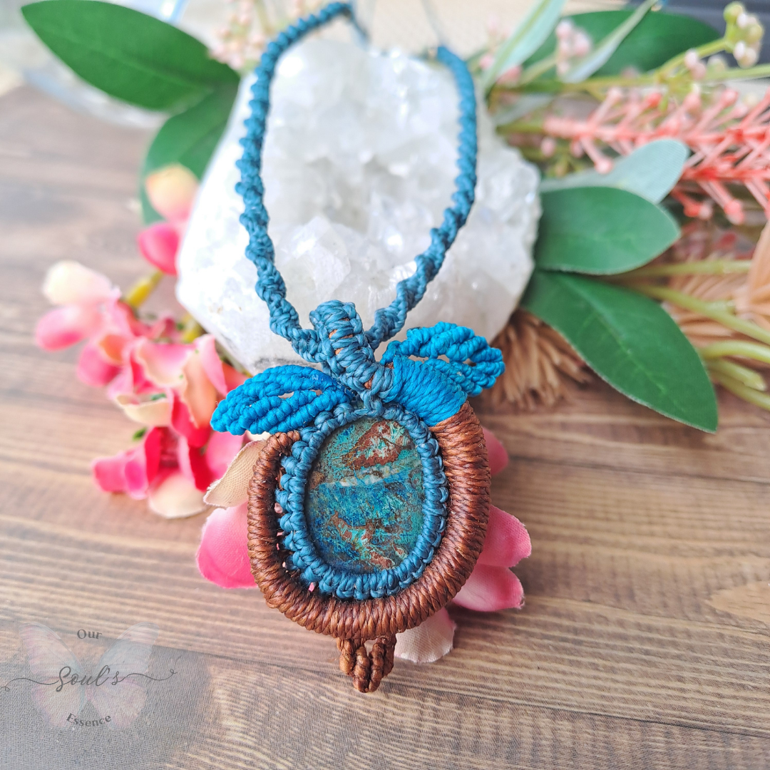 Shattuckite Micromacrame Necklace