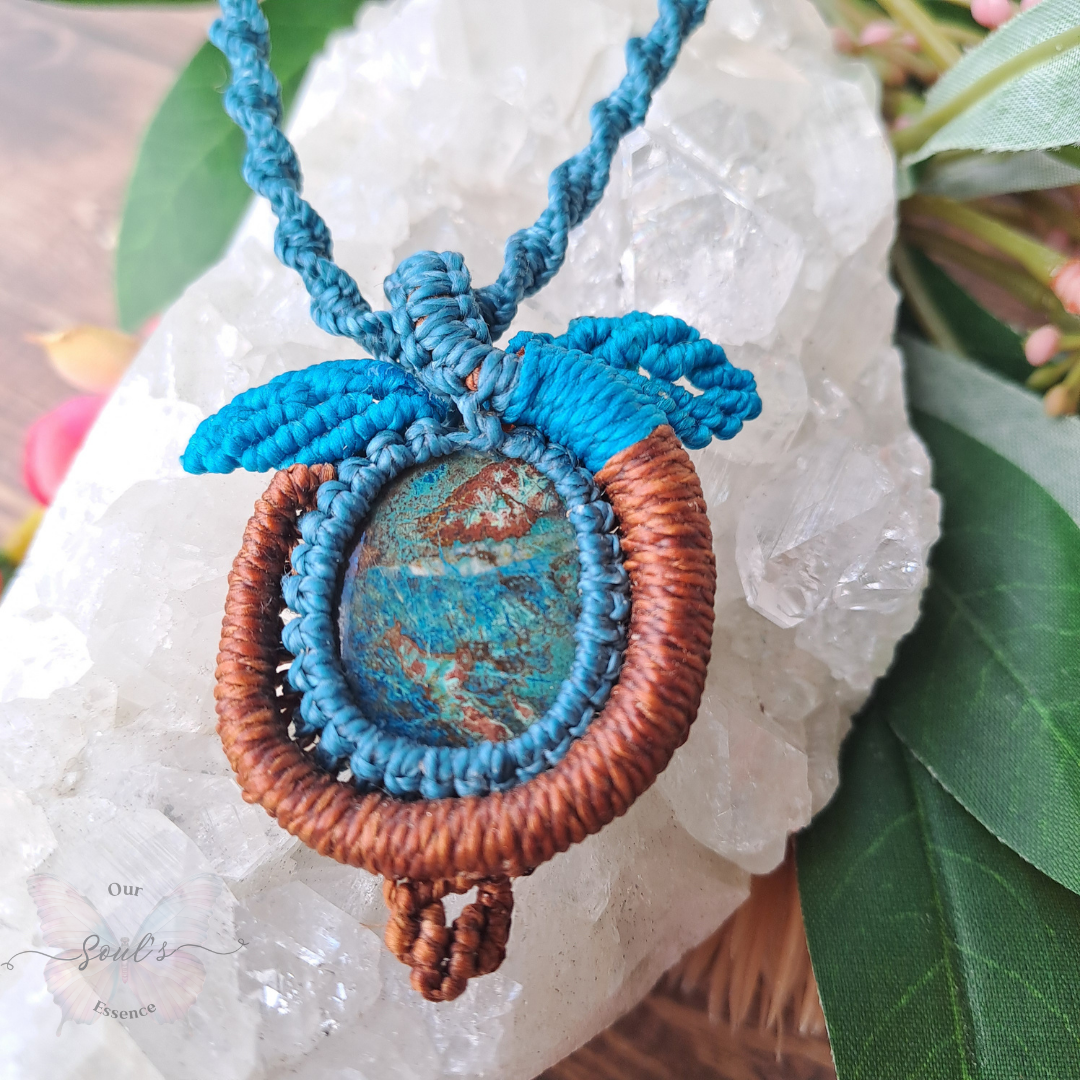 Shattuckite Micromacrame Necklace