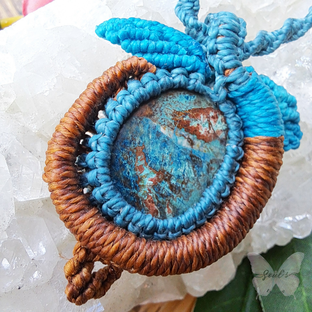 Shattuckite Micromacrame Necklace