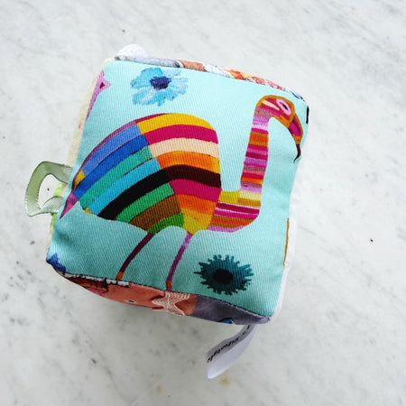 Sensory baby cube. Soft fabric toddler block. Baby shower and newborn gift.