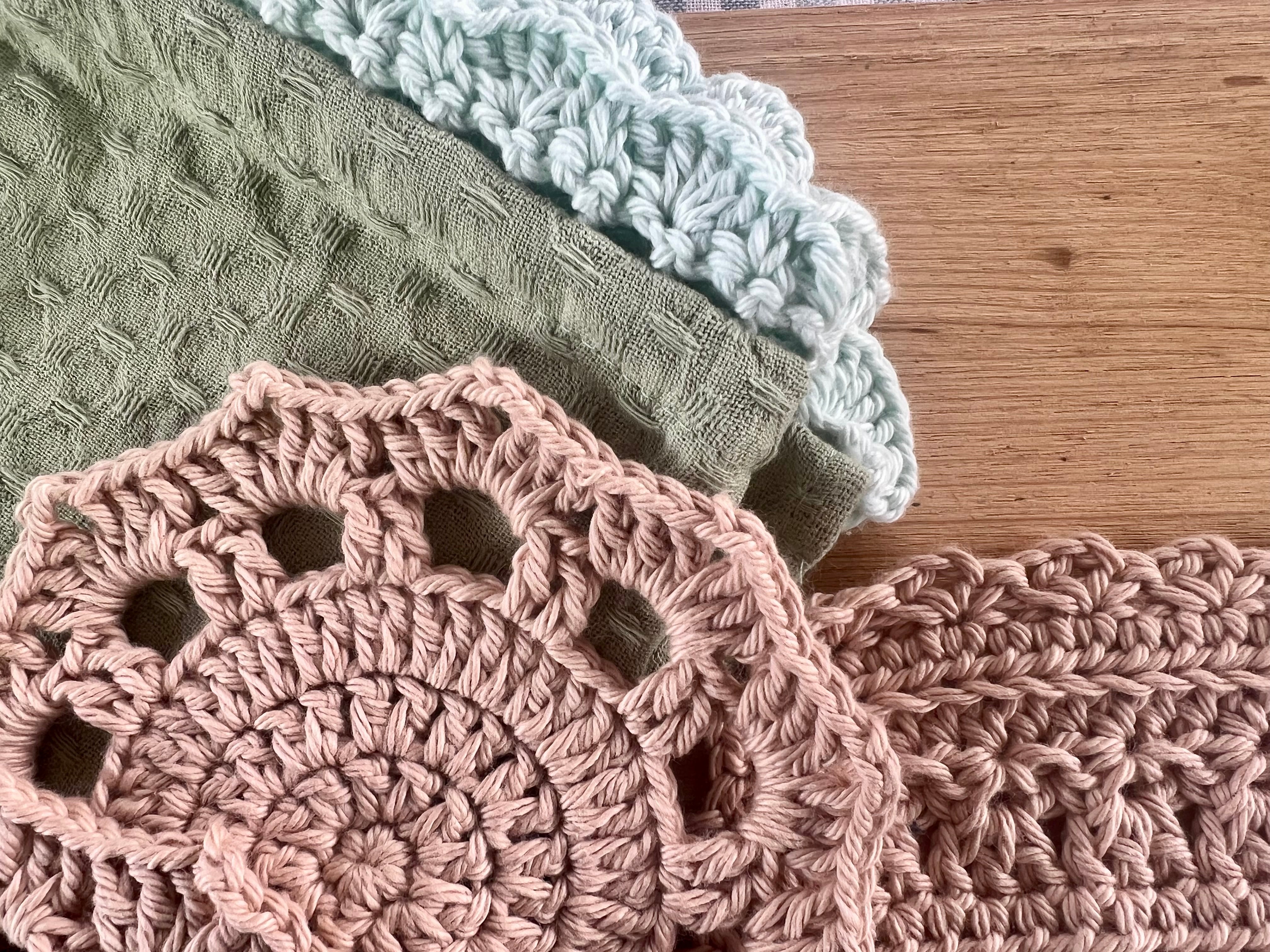 Coastal Kitchen Gift Set, Handmade Crochet Tea Towel & Coasters