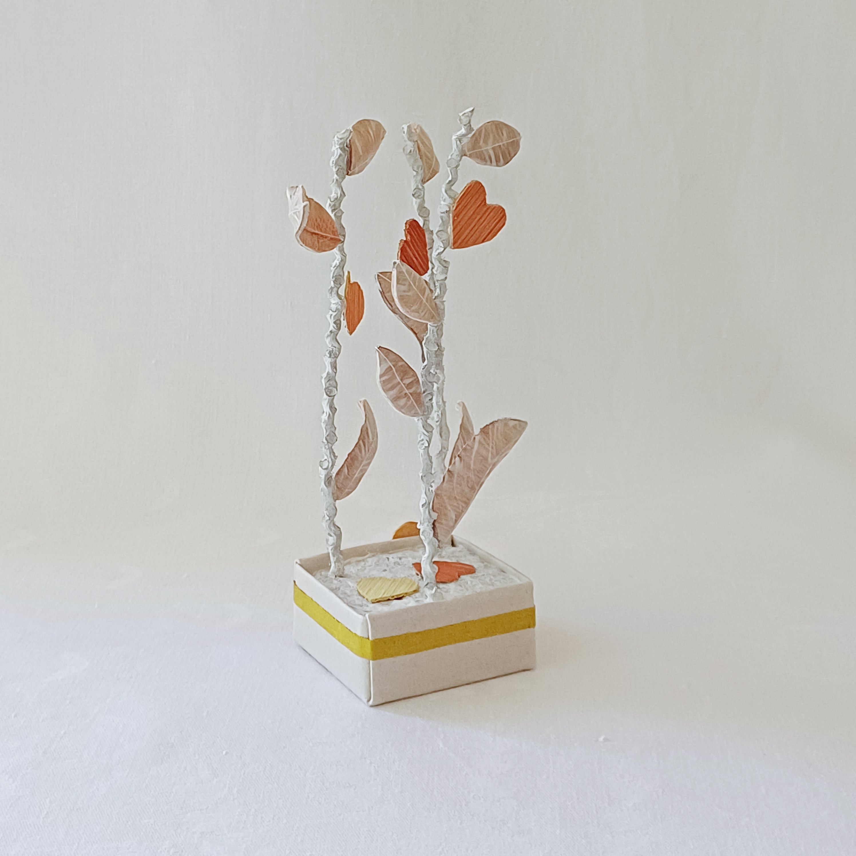 Leaves and Yellow Hearts Palm Leaf Greeting gift, Ornament