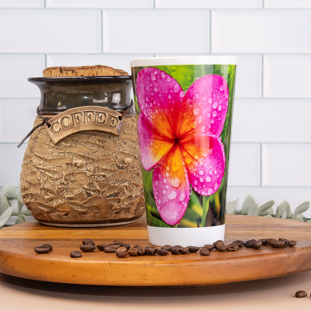 Garden Favourites - Latte / Coffee Mugs - Frangipani, Butterfly, Honeybee