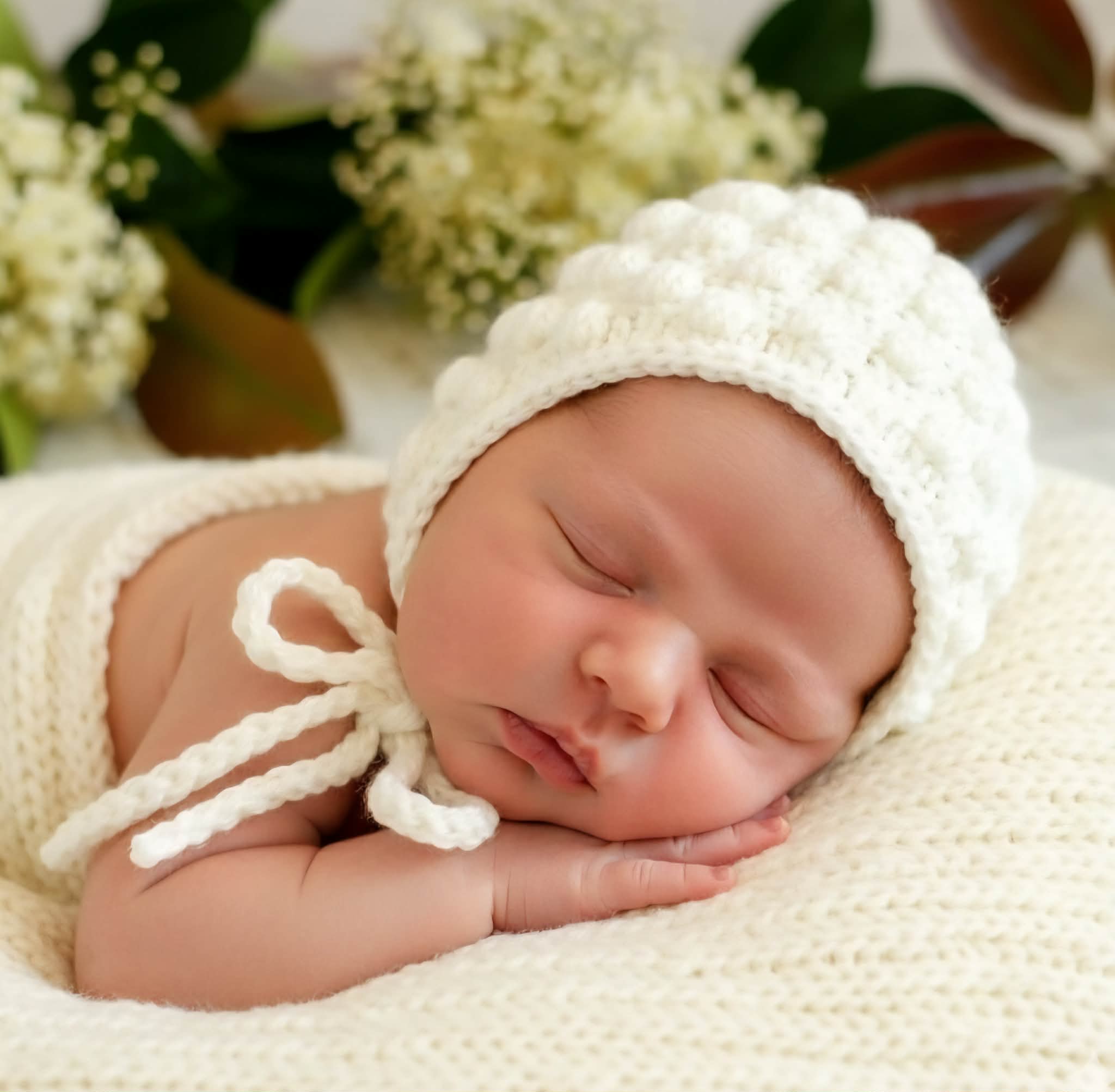 Baby Bonnet | Vintage | Newborn | Handmade | Crochet | Beanie | Hat