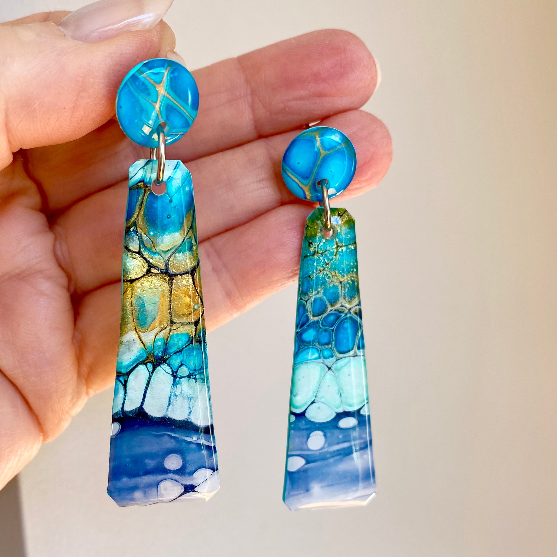 Turquoise Gold Dangle Earrings
