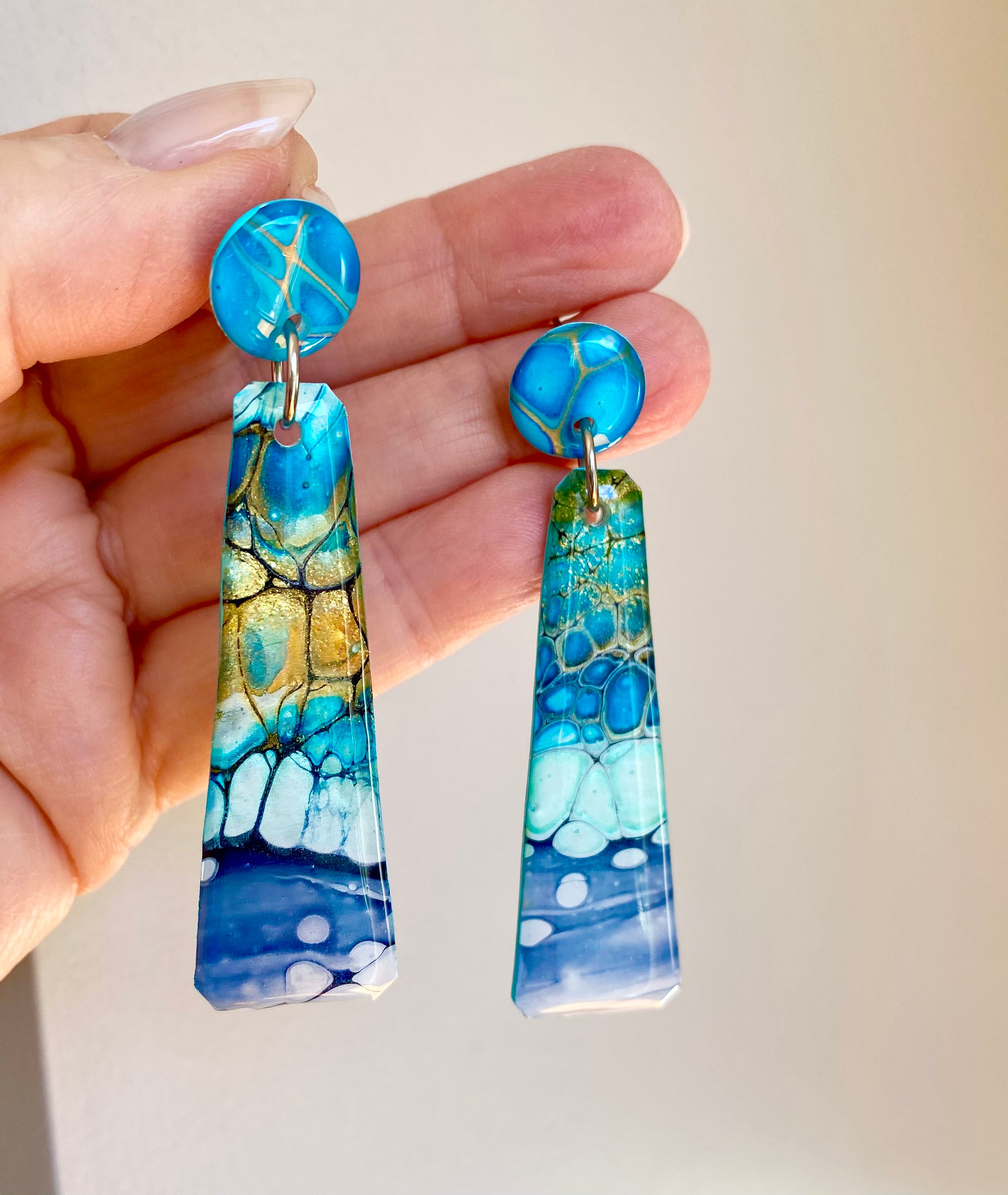 Turquoise Gold Dangle Earrings