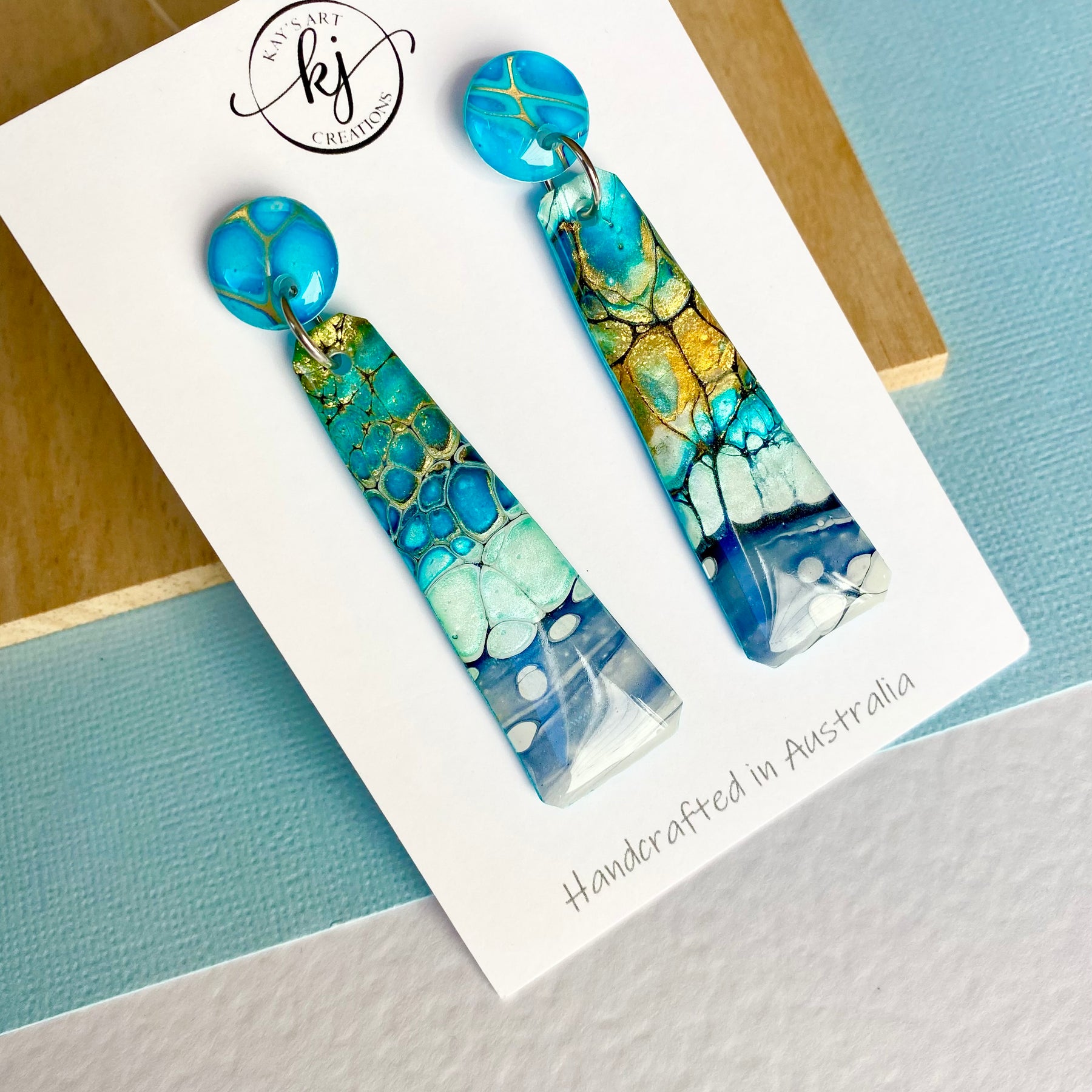 Turquoise Gold Dangle Earrings