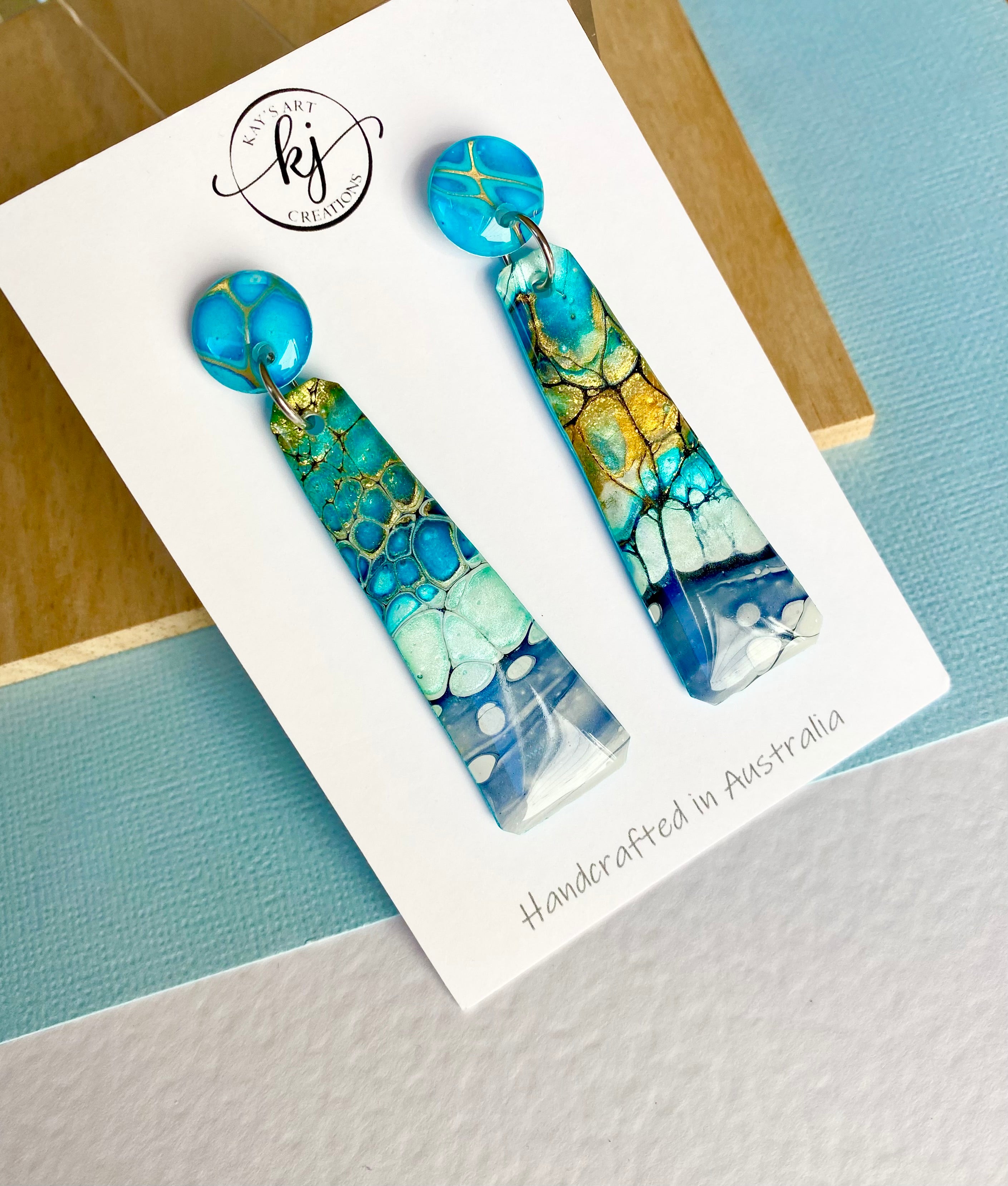 Turquoise Gold Dangle Earrings