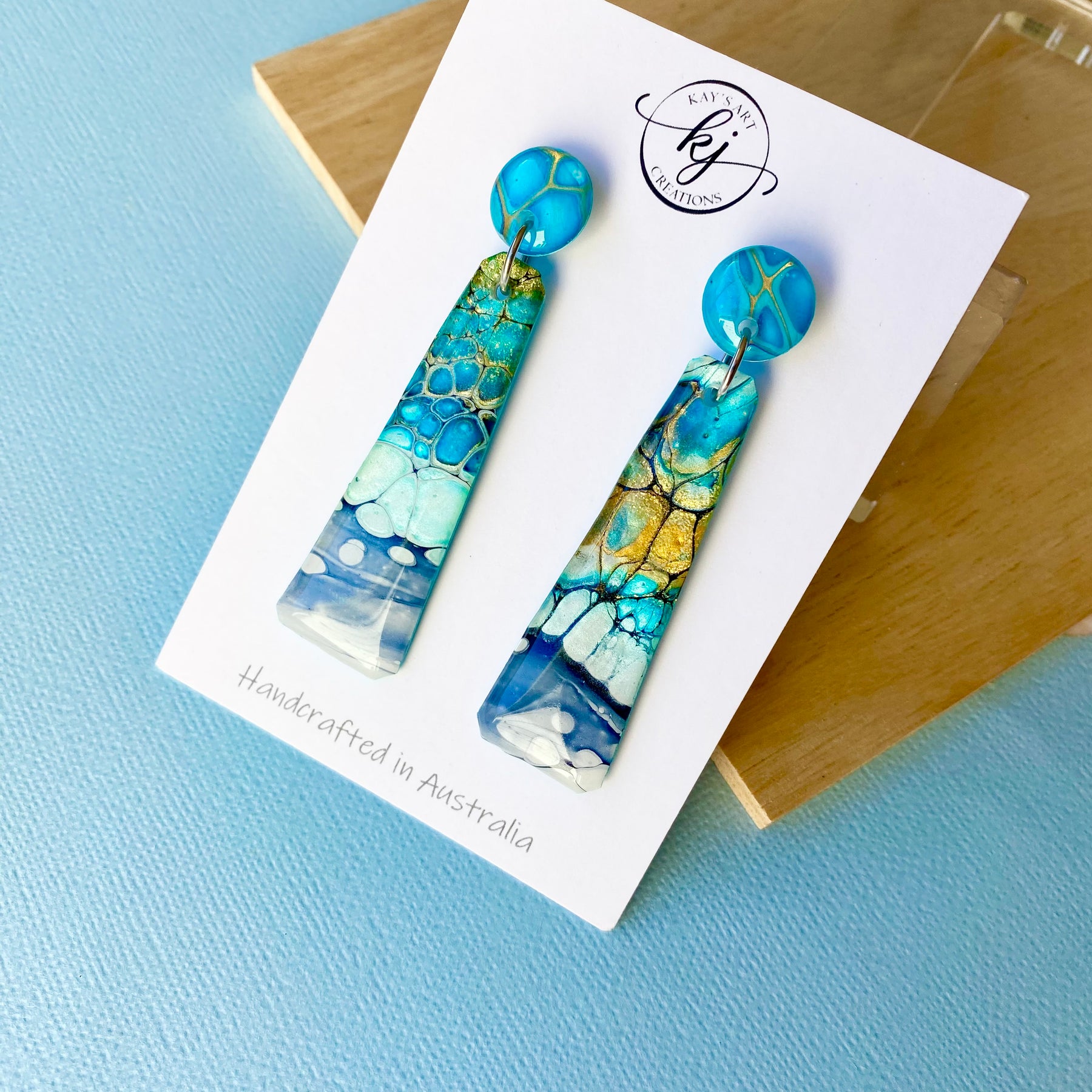 Turquoise Gold Dangle Earrings