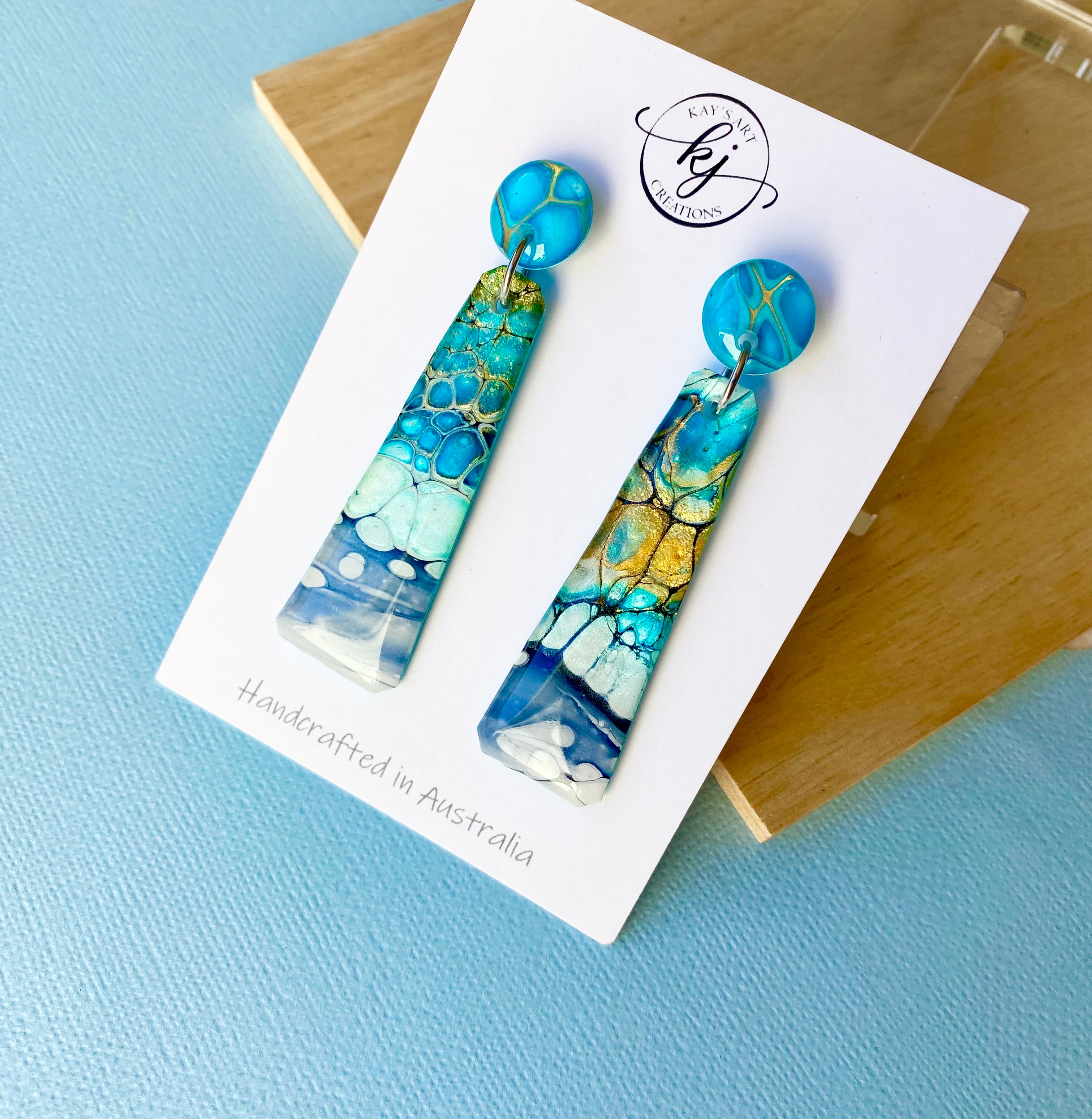 Turquoise Gold Dangle Earrings