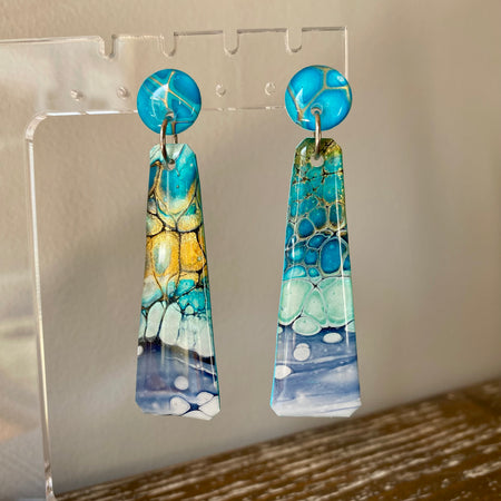Turquoise Gold Dangle Earrings
