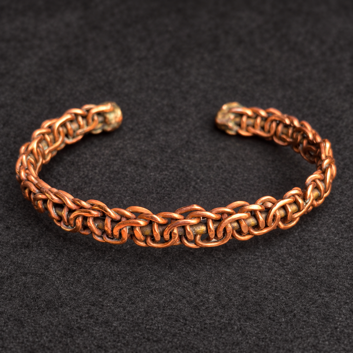 Handmade Interlinked Copper Cuff Bracelet B013