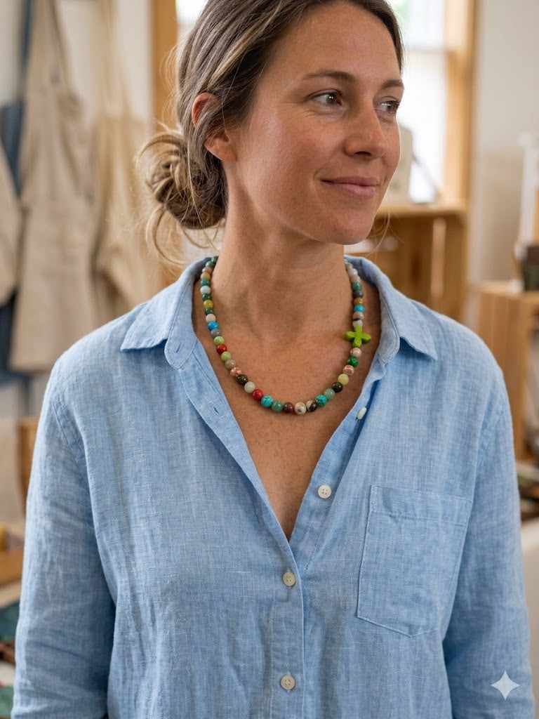 Gemstone necklace. Multi coloured