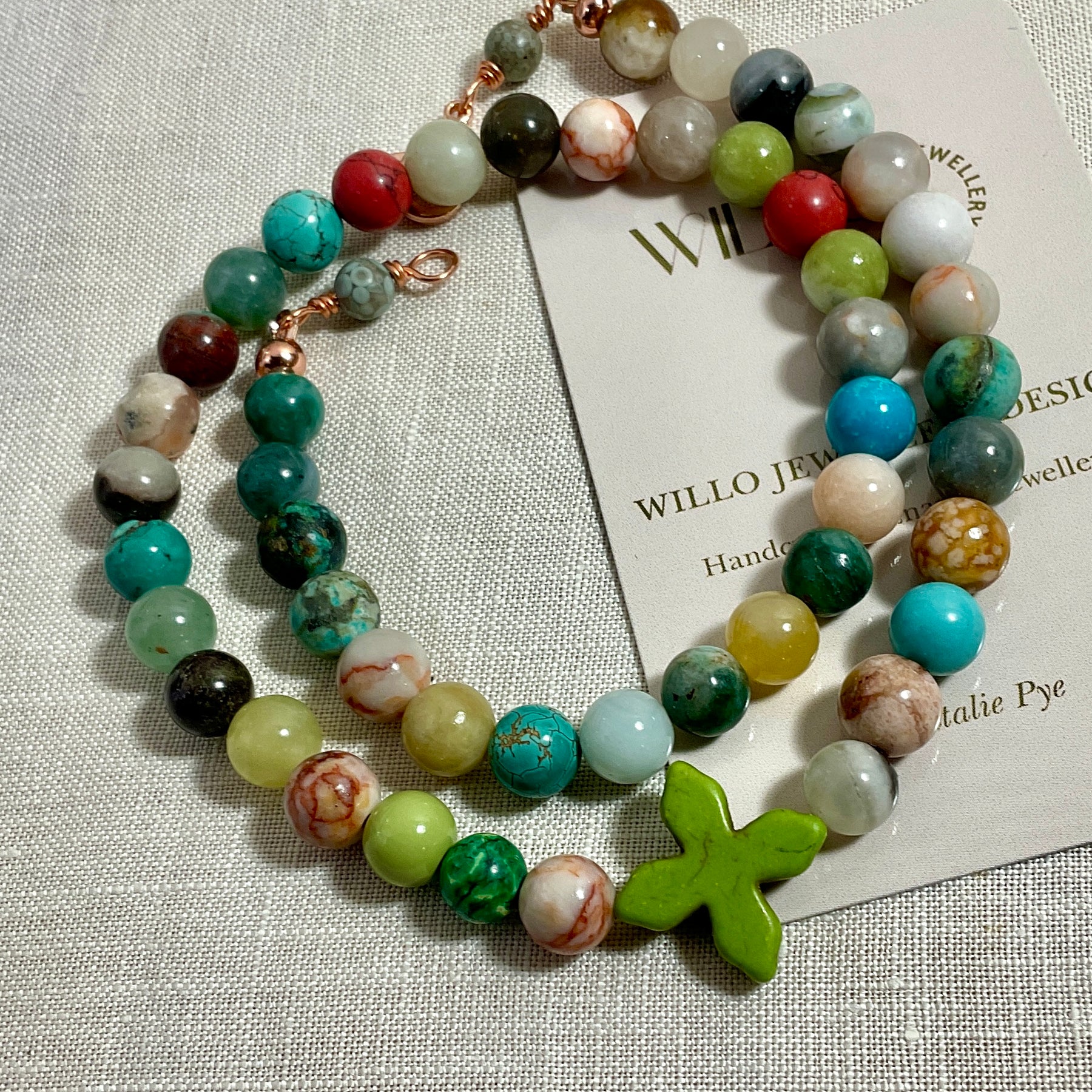 Gemstone necklace. Multi coloured