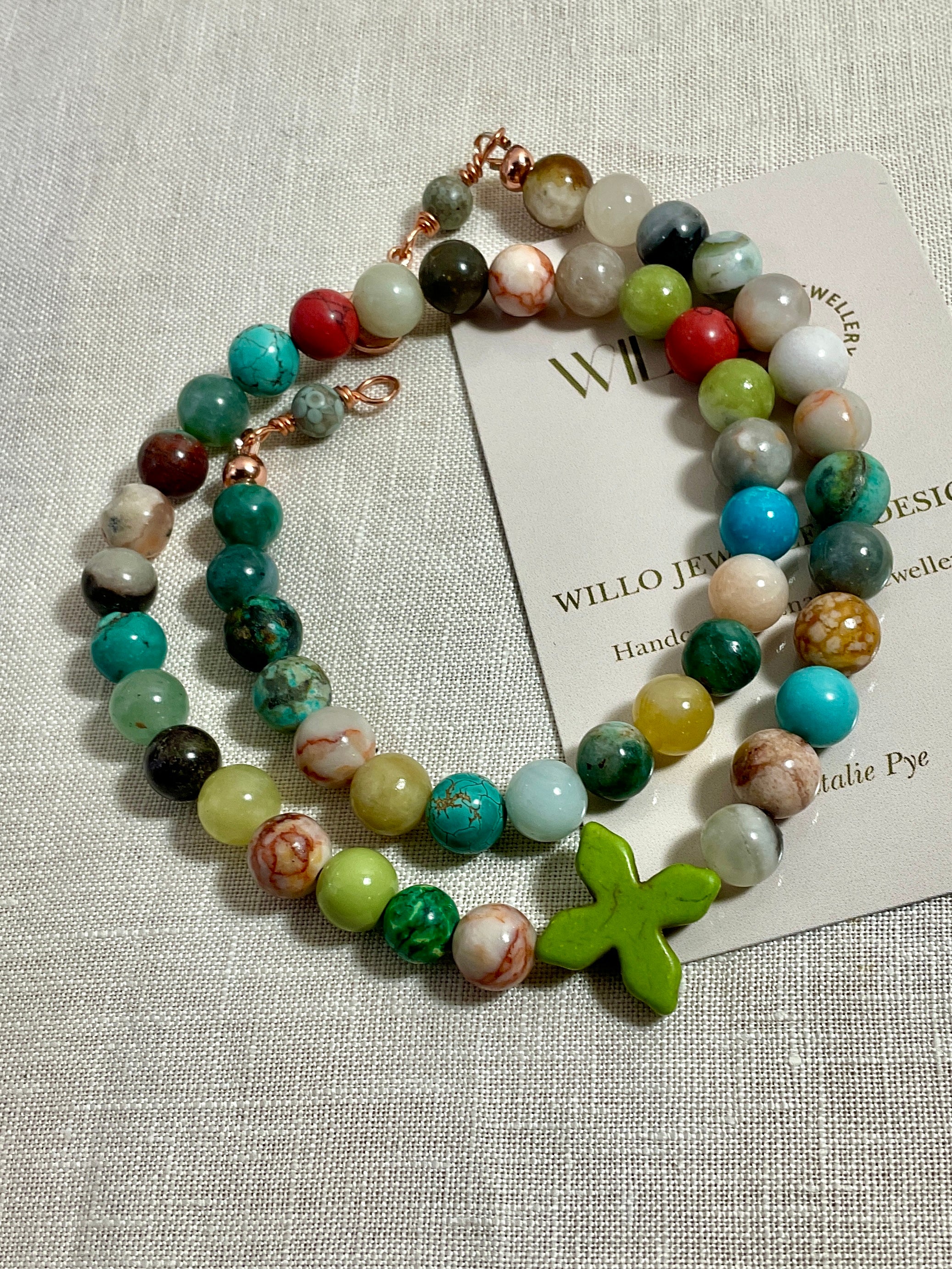 Gemstone necklace. Multi coloured