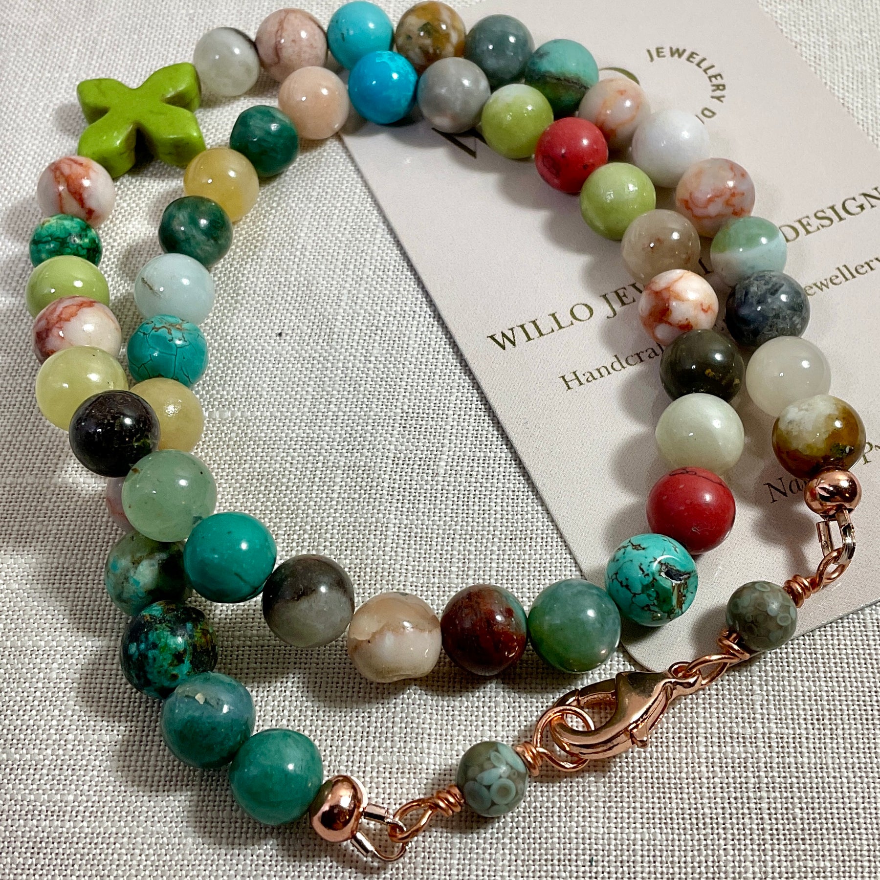 Gemstone necklace. Multi coloured