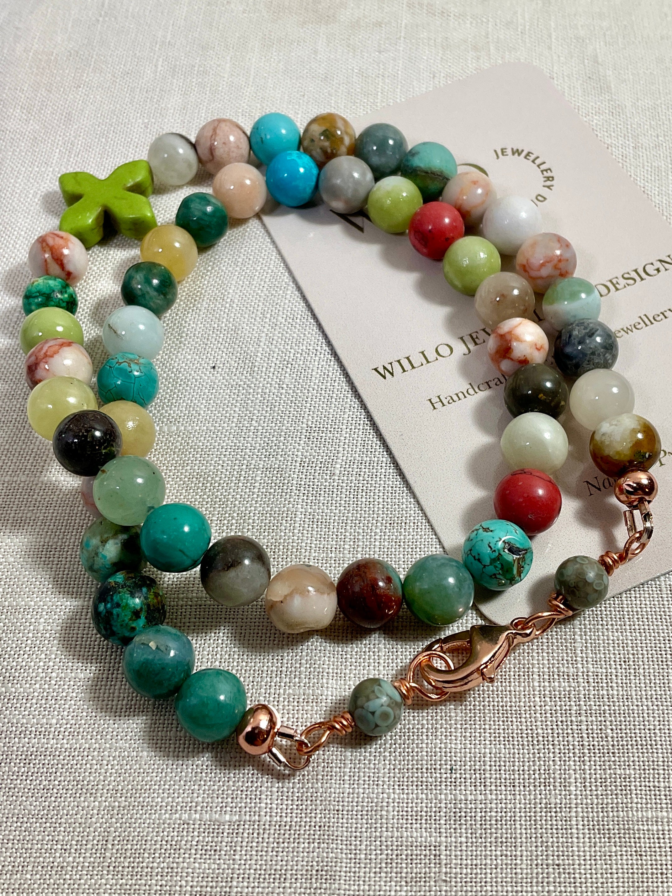 Gemstone necklace. Multi coloured