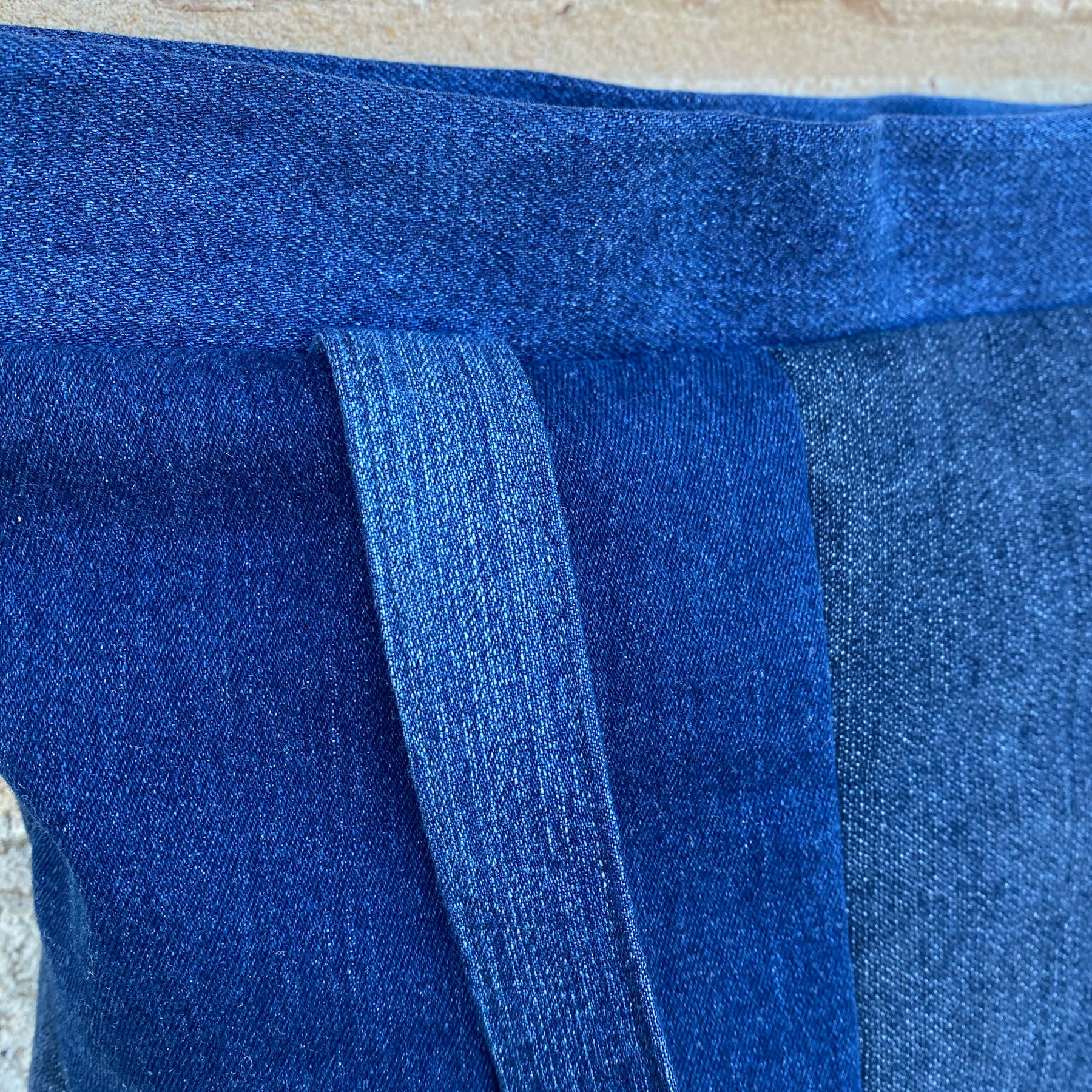 Handmade Tote Bag Upcycled Vintage Retro - Green Stitch Denim
