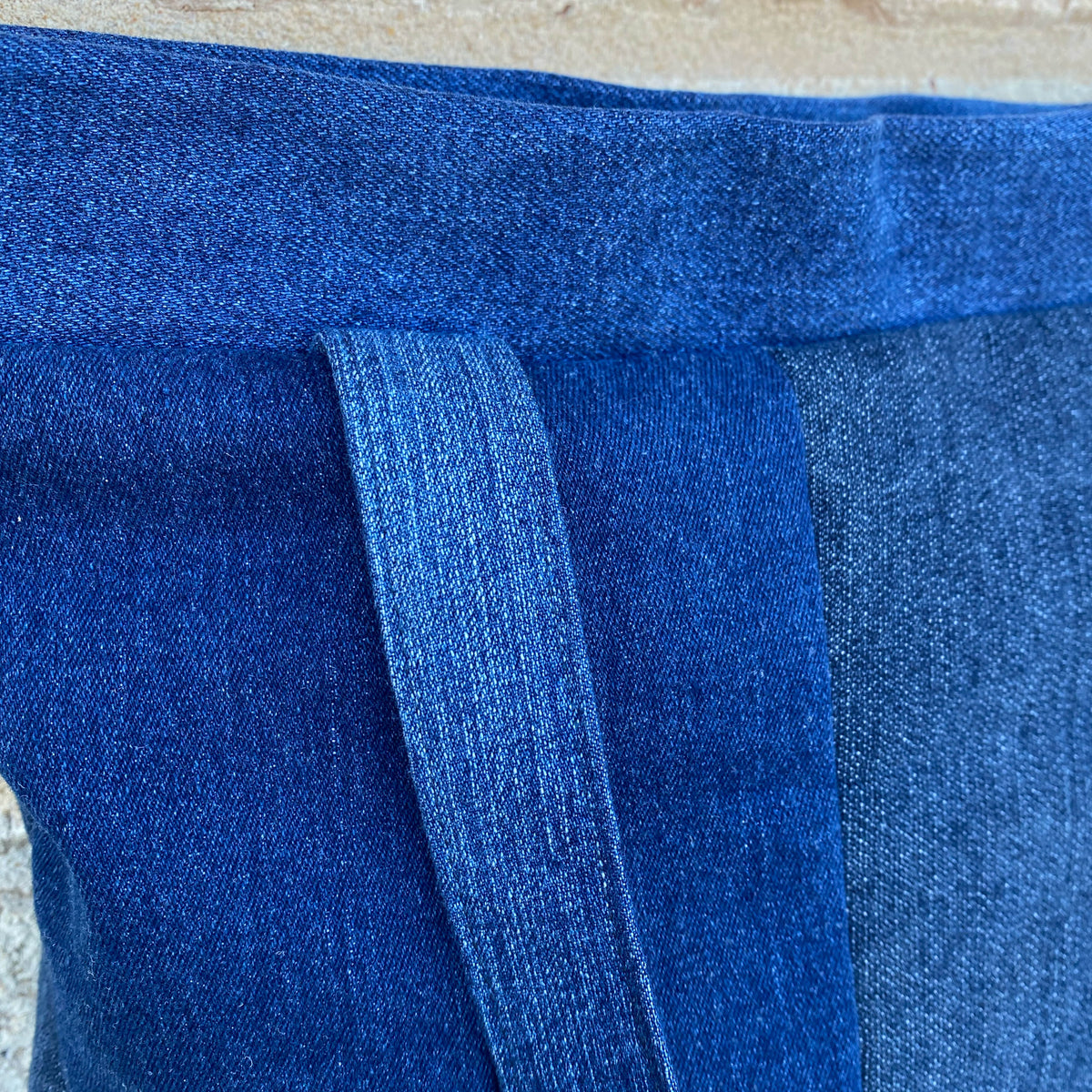Handmade Tote Bag Upcycled Vintage Retro - Green Stitch Denim