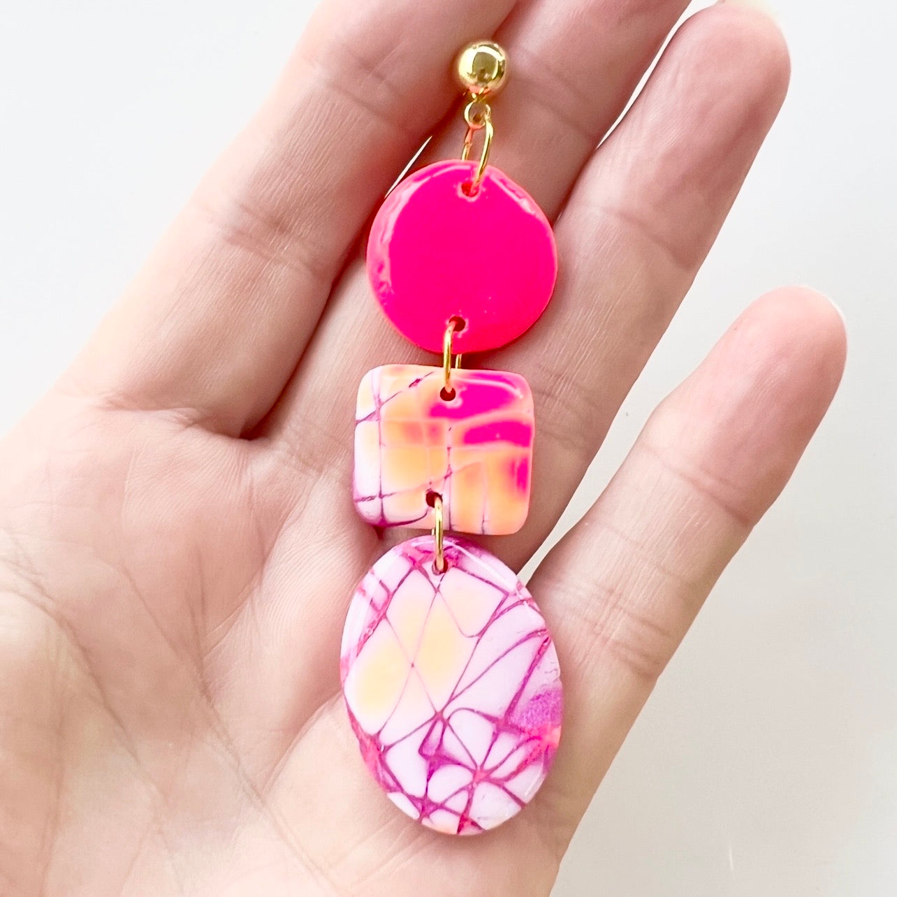 Katrina~Polymer Clay/Resin Dangle Earrings