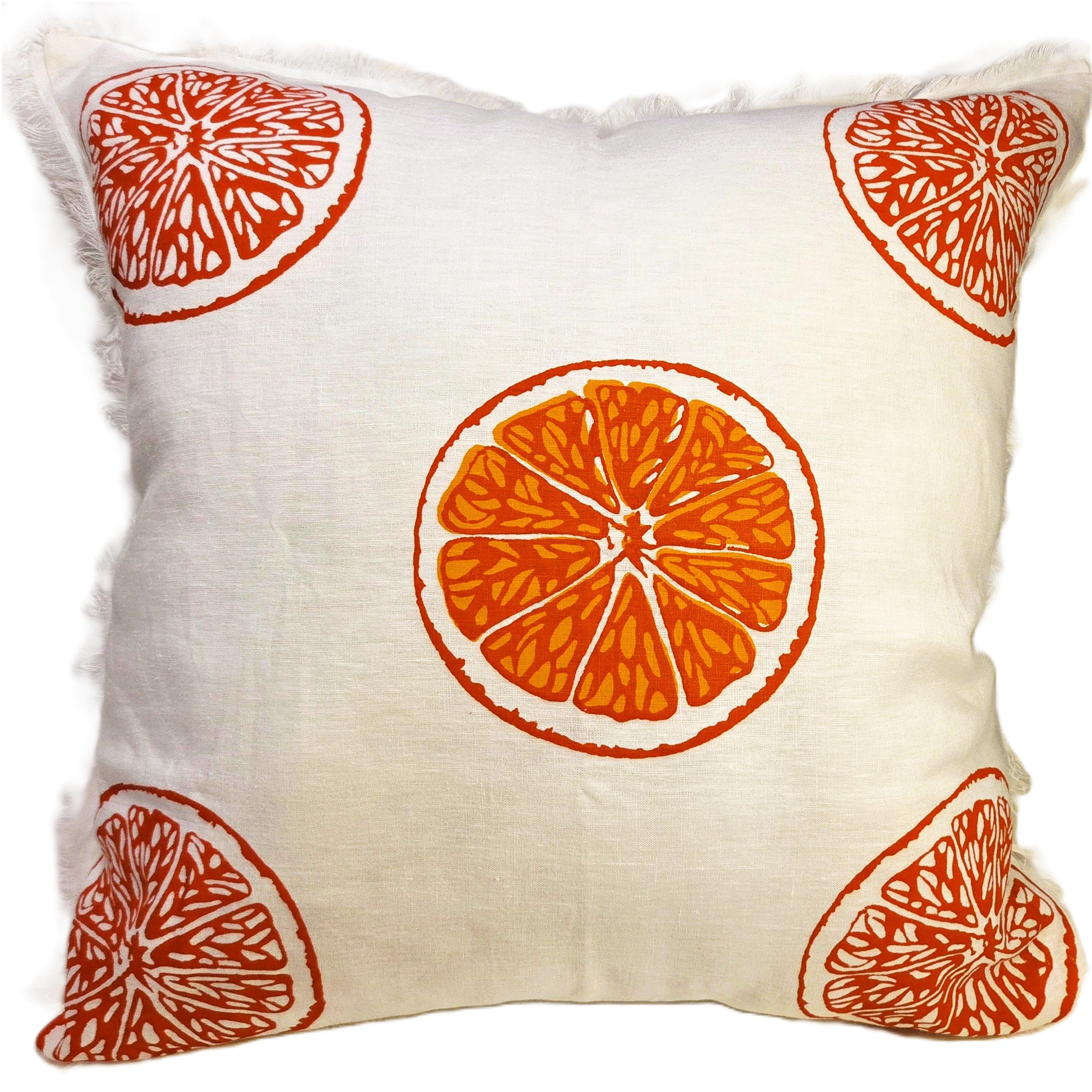 Hand Screen Printed - Oranges & Oranges French Linen cushion covers