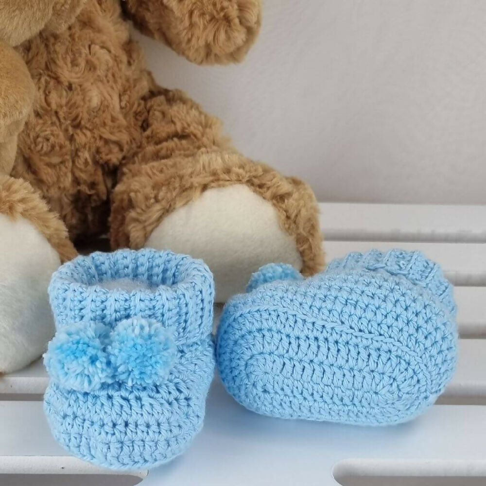 Blue Cotton Baby Booties Gender Reveal 3.3