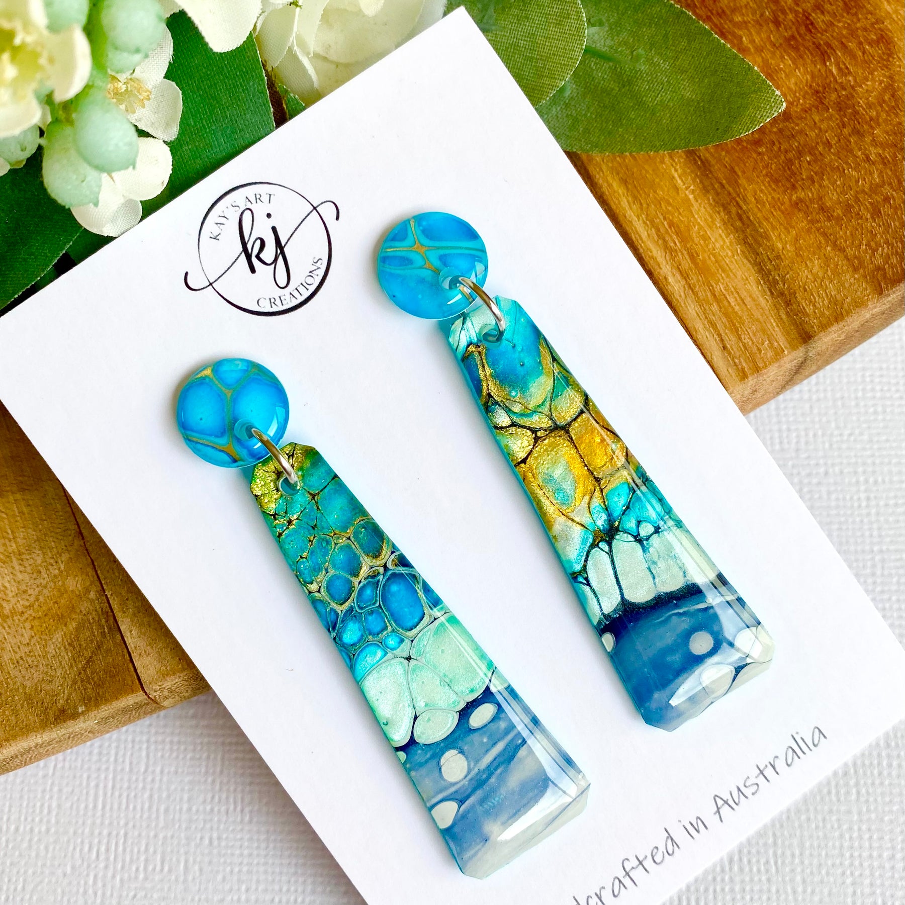Turquoise Gold Dangle Earrings