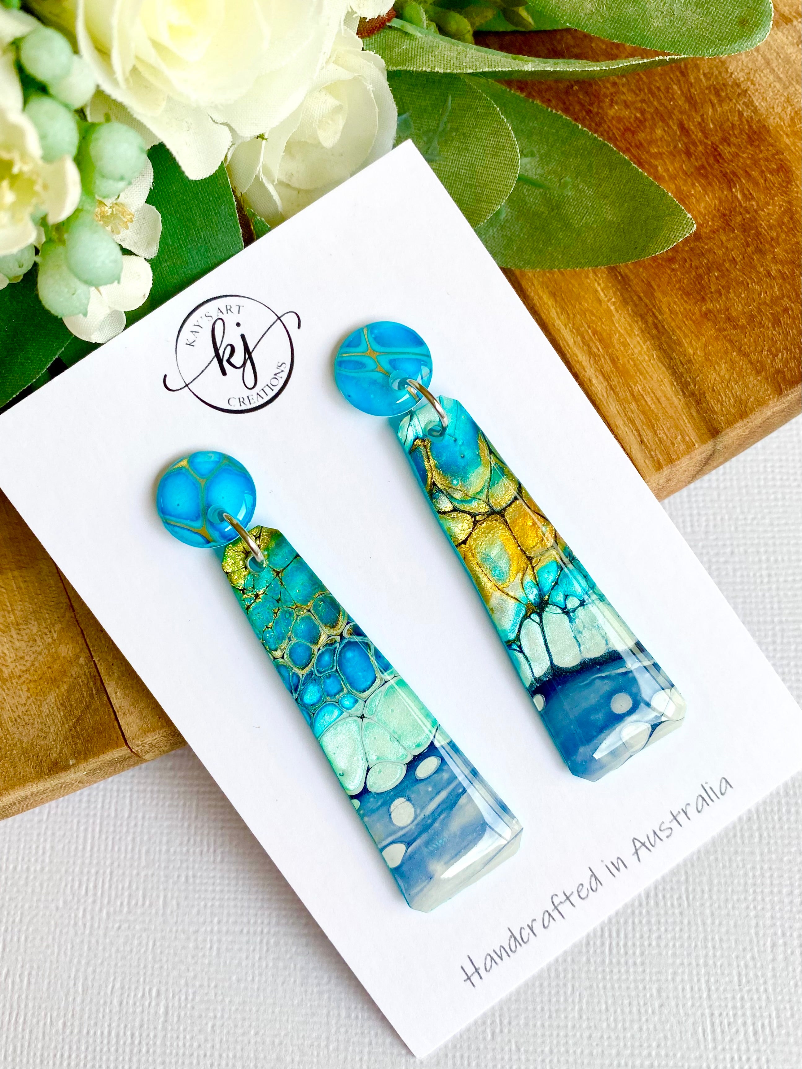 Turquoise Gold Dangle Earrings