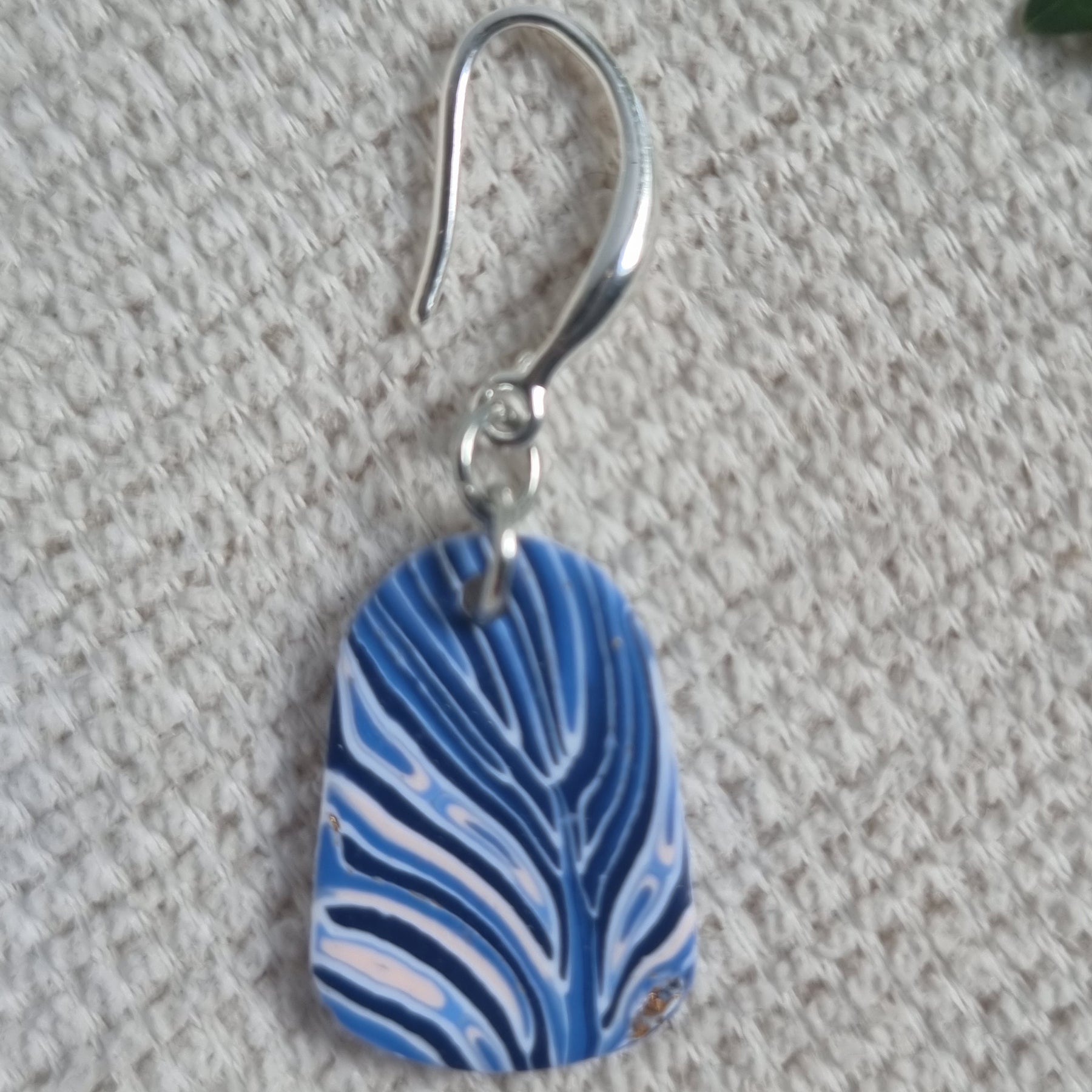 Ocean Wave Feather Drop - Blue Drop Earrings