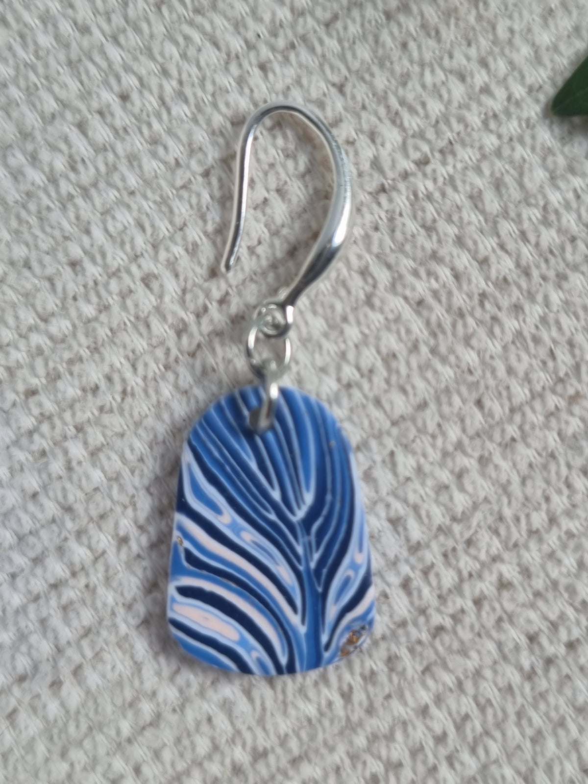 Ocean Wave Feather Drop - Blue Drop Earrings