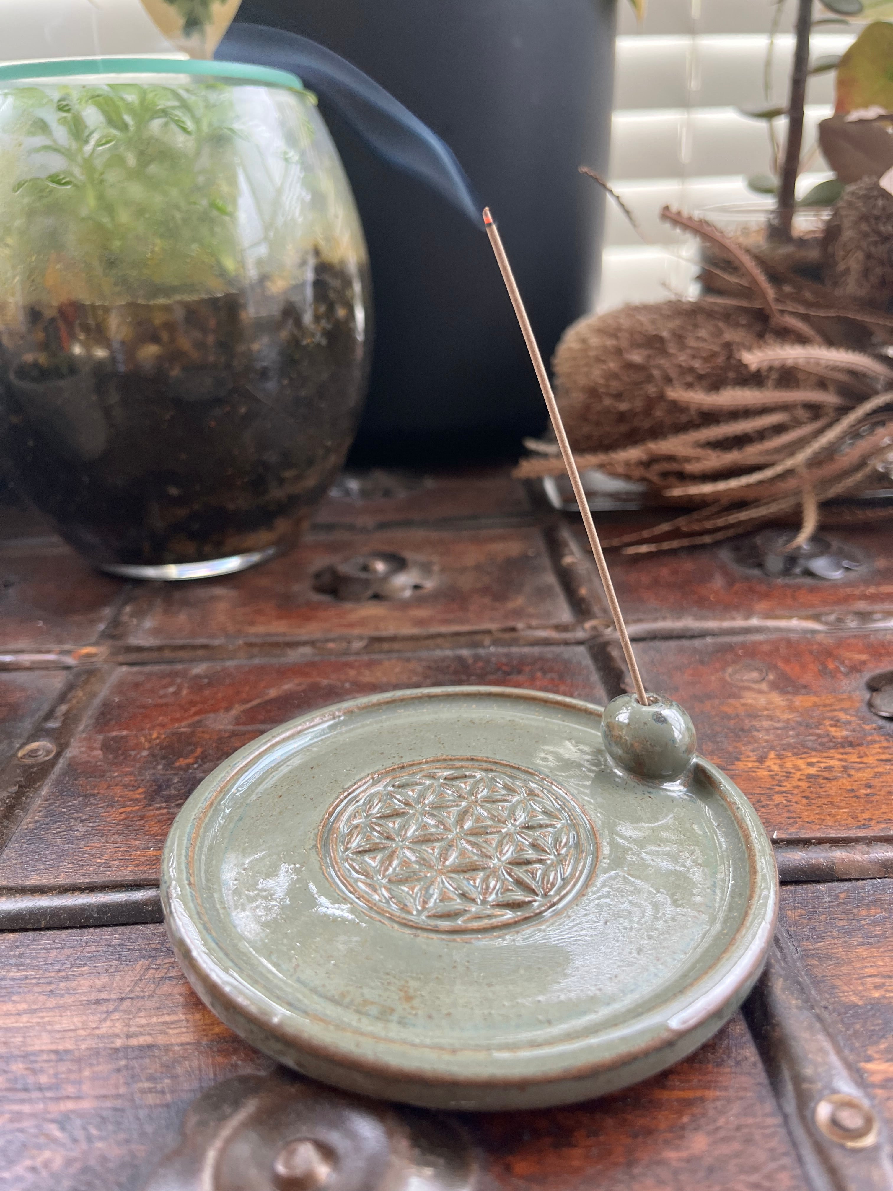 Ceramic Incense Burner –  Flower of Life