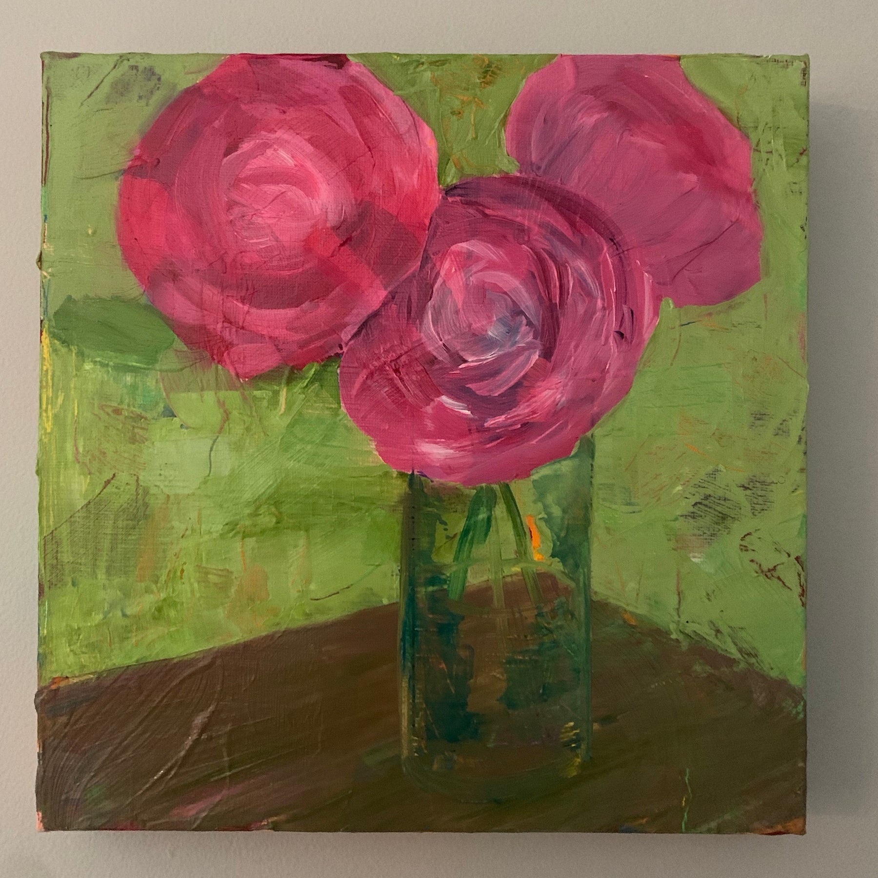 Wall Art Pink Abstract Flowers