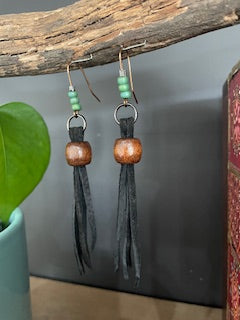 Boho Leather Bead Drops