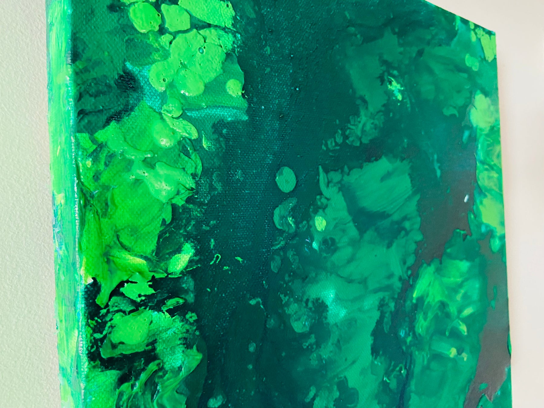 Green Aventurine Wall Art Original Abstract Acrylic Canvas Painting
