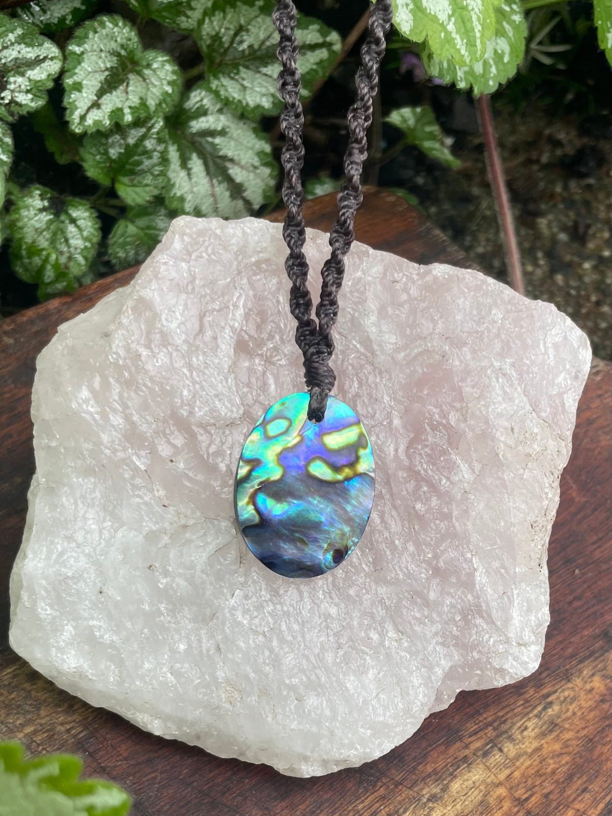 Abalone Shell Pendant, Macrame necklace adjustable, boho